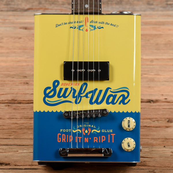 Bohemian Guitars Oil Can Guitar Yellow/Blue – Chicago Music Exchange