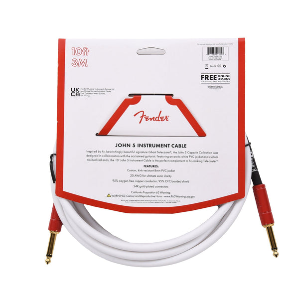 Fender John 5 10 Feet Instrument Cable White Red [ギターケーブル