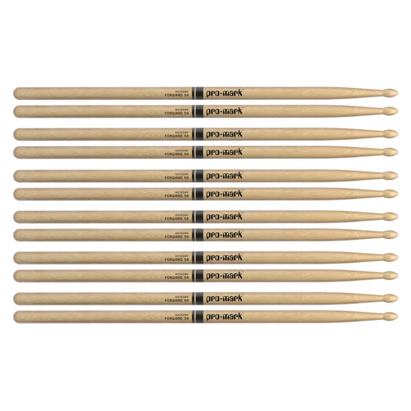 Promark American Hickory 5A Wood Tip Drum Sticks (6 Pair Bundle