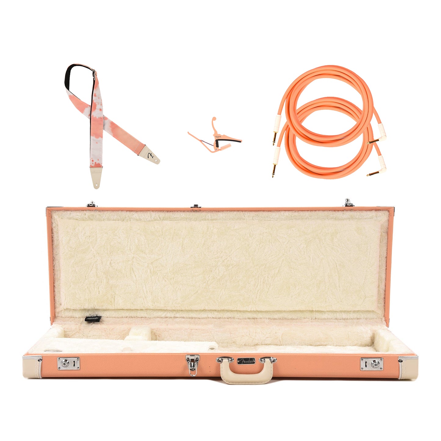 Fender Pacific Peach Case & Accessory Bundle for Strat/Tele