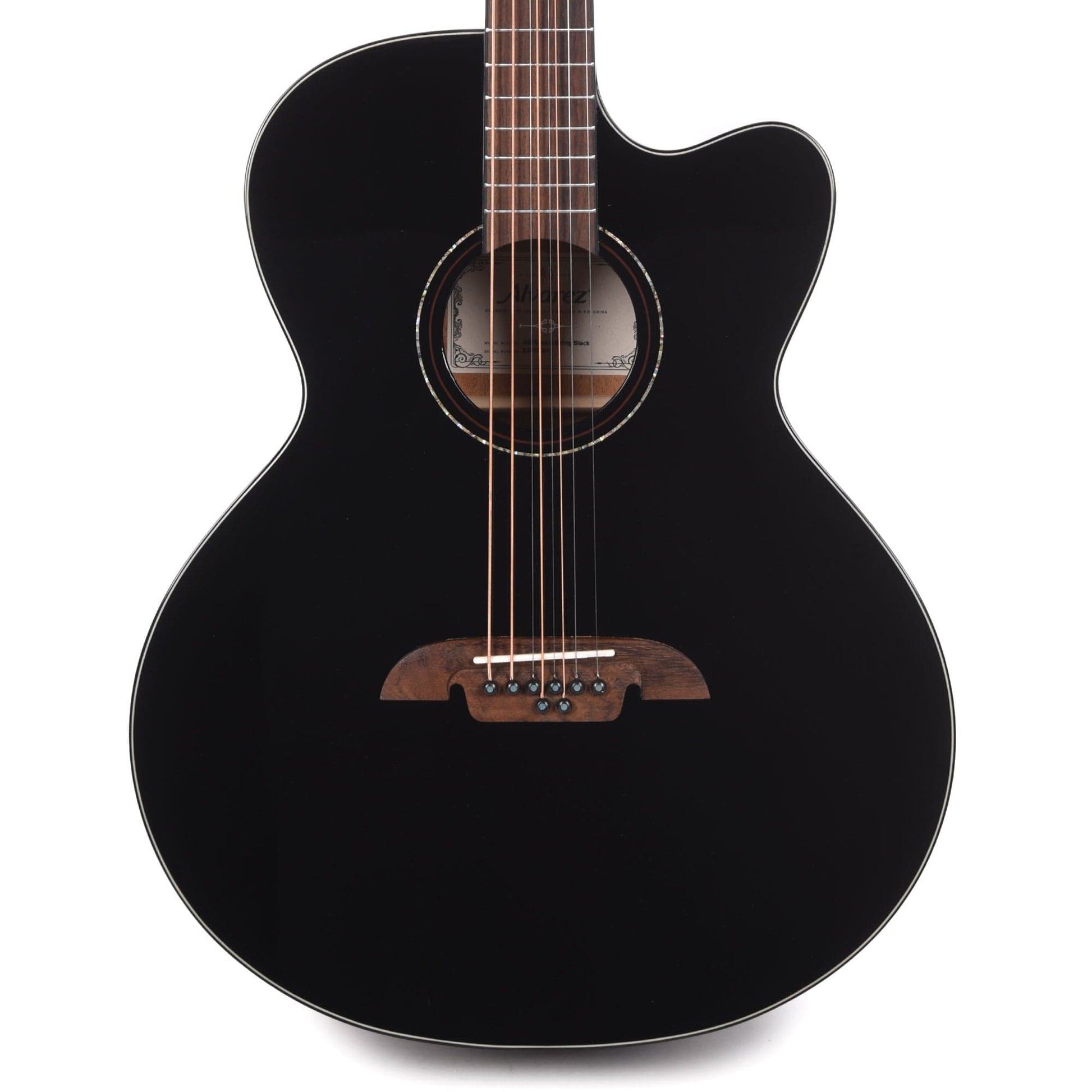 Alvarez ABT60ce Artist 8-String Baritone Solid A+ Sitka Spruce/African Mahogany Black Acoustic Guitars / Baritone