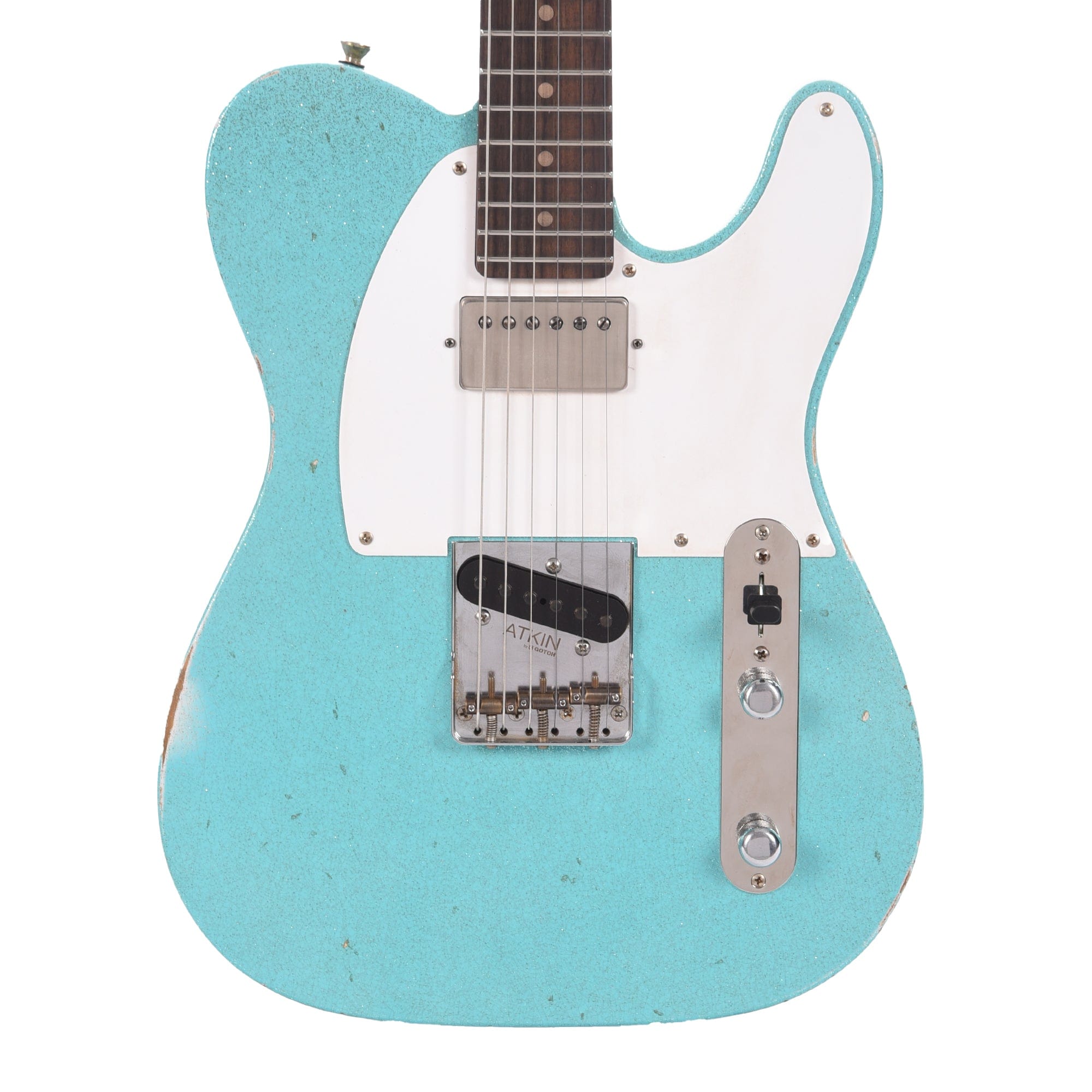 Atkin 59 T-Style Classic Aged Daphne Blue Sparkle w/Roasted Flame Maple Neck Electric Guitars / Solid Body