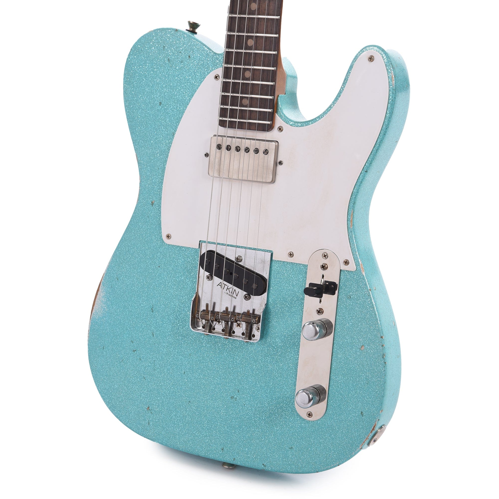 Atkin 59 T-Style Classic Aged Daphne Blue Sparkle w/Roasted Flame Maple Neck Electric Guitars / Solid Body