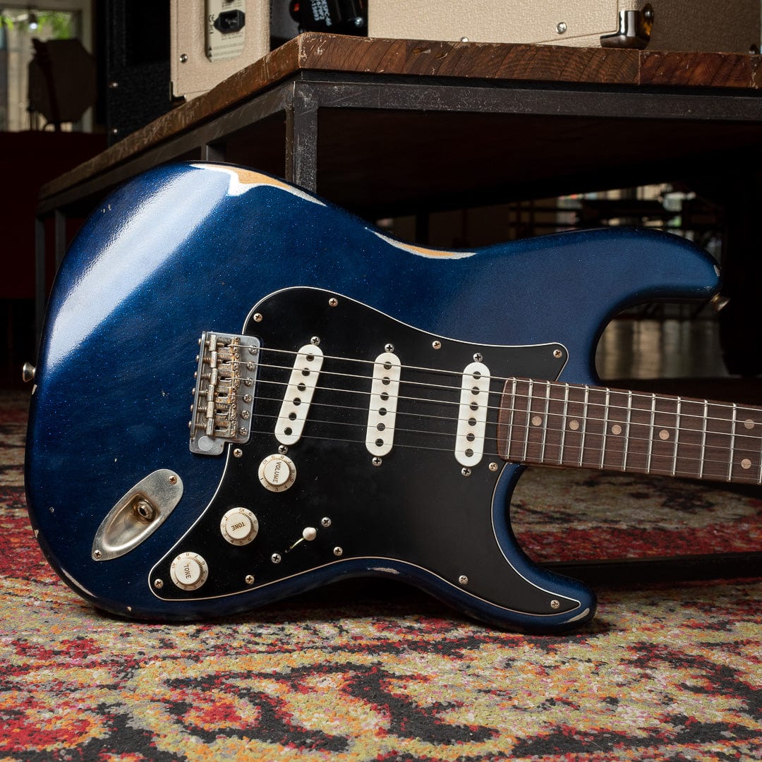 Atkin 63 S-Style Classic Aged Brunswick Blue Sparkle w/Roasted Flame Maple Neck Electric Guitars / Solid Body