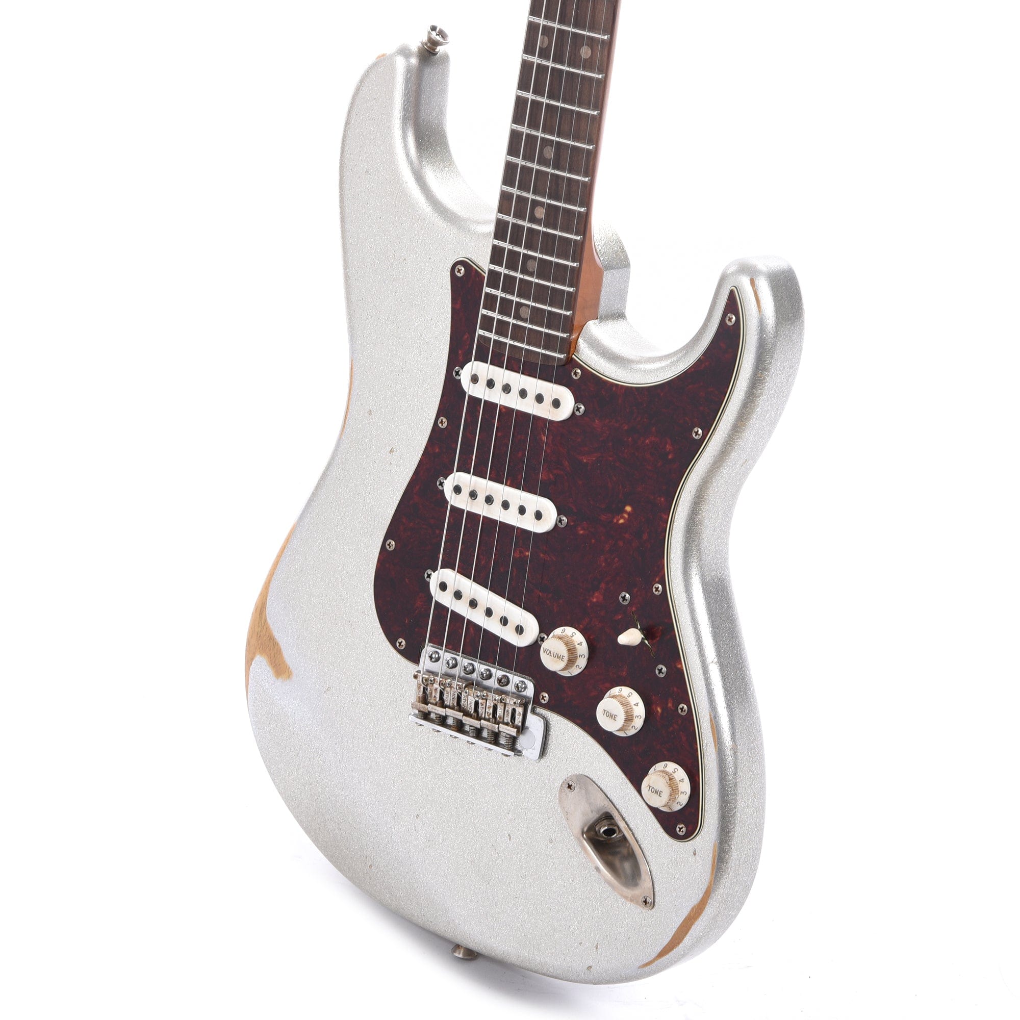 Atkin 63 S-Style Classic Aged Faded Silver Sparkle w/Roasted Flame Maple Neck Electric Guitars / Solid Body