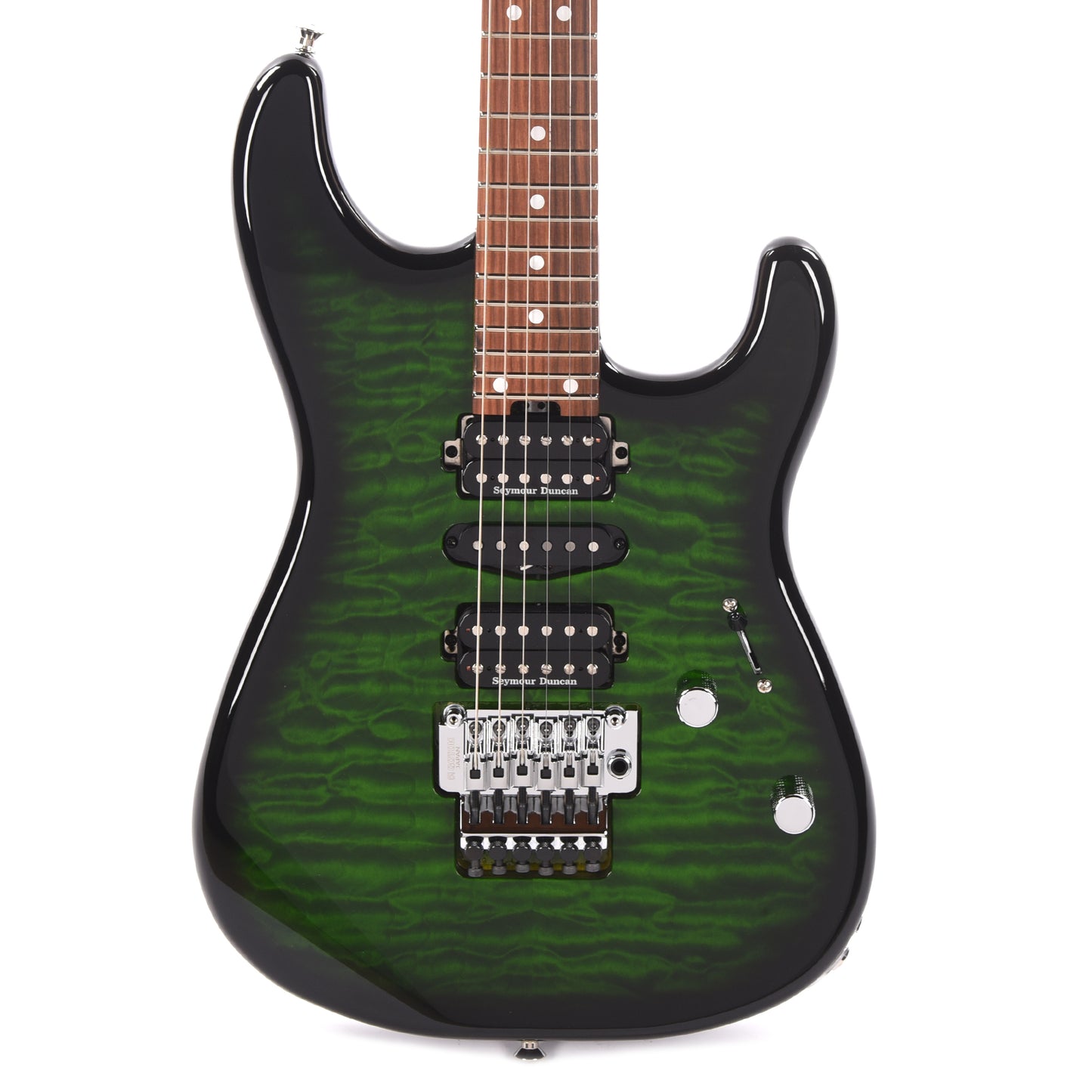 Charvel MJ San Dimas Style 1 HSH FR PF QM Transparent Green Burst