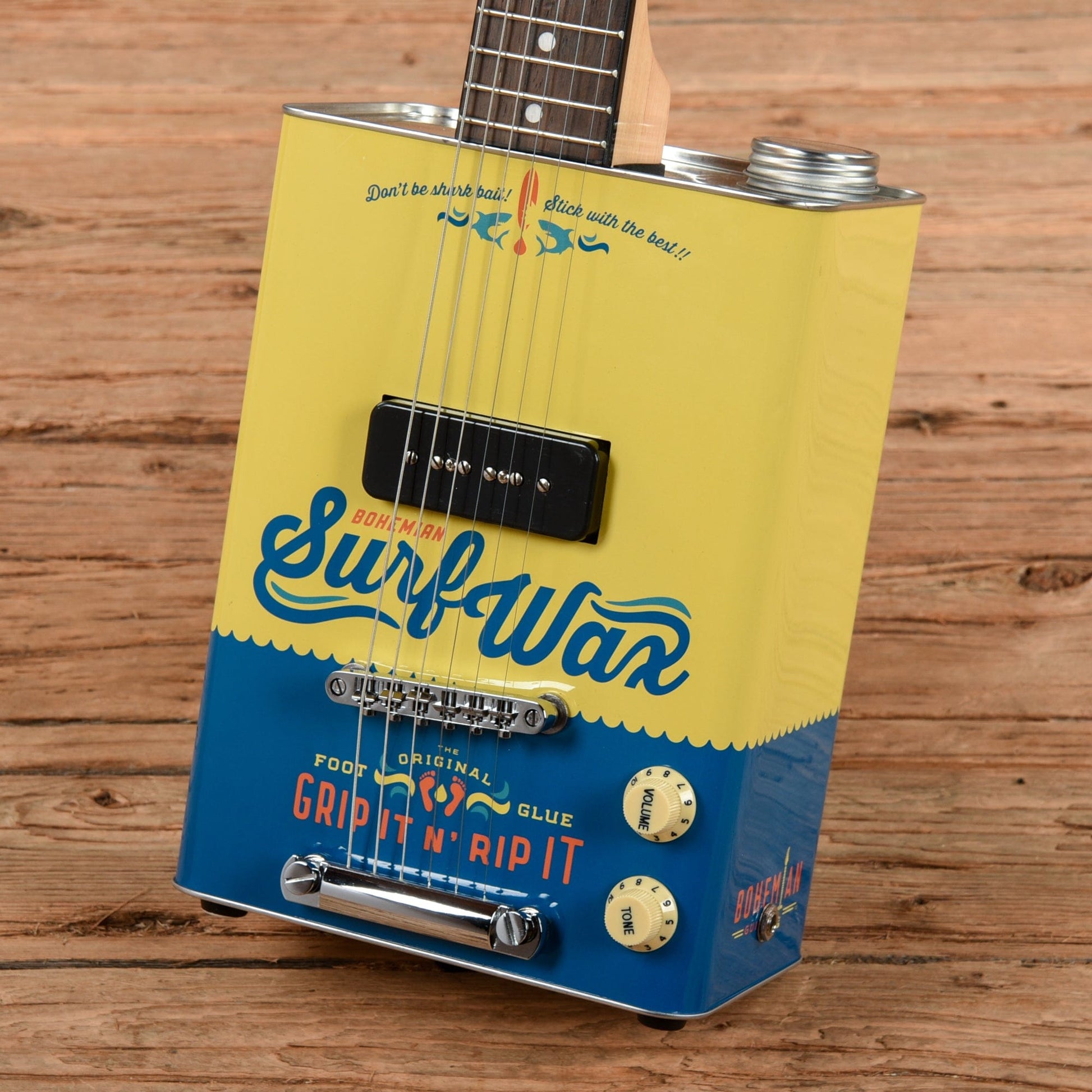 Bohemian Guitars Oil Can Guitar Yellow/Blue Acoustic Guitars