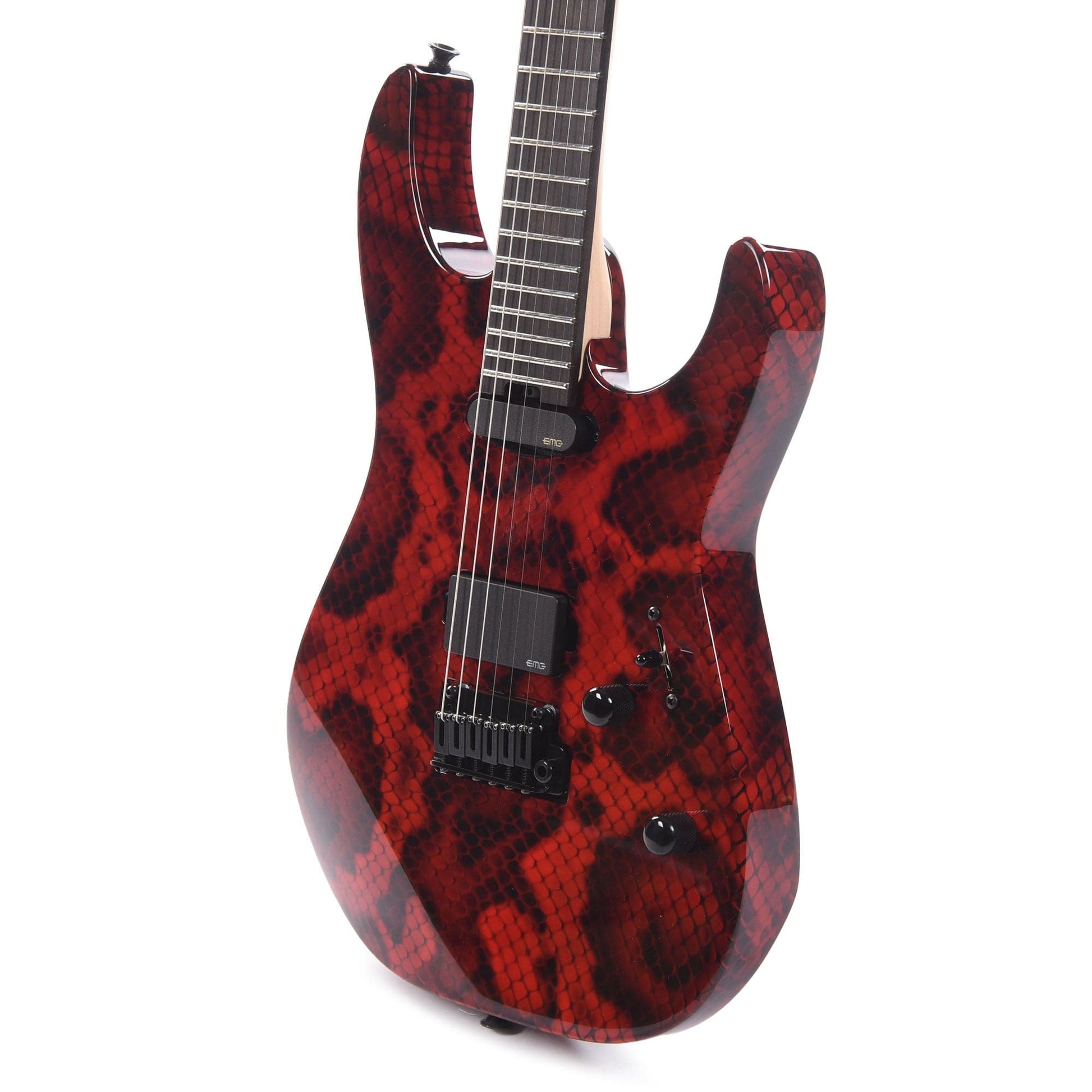 Charvel Custom S hop USA Special Edition DK24 Custom Hand-Painted Red Snakeskin Artwork by Mike Eshelman Electric Guitars / Solid Body