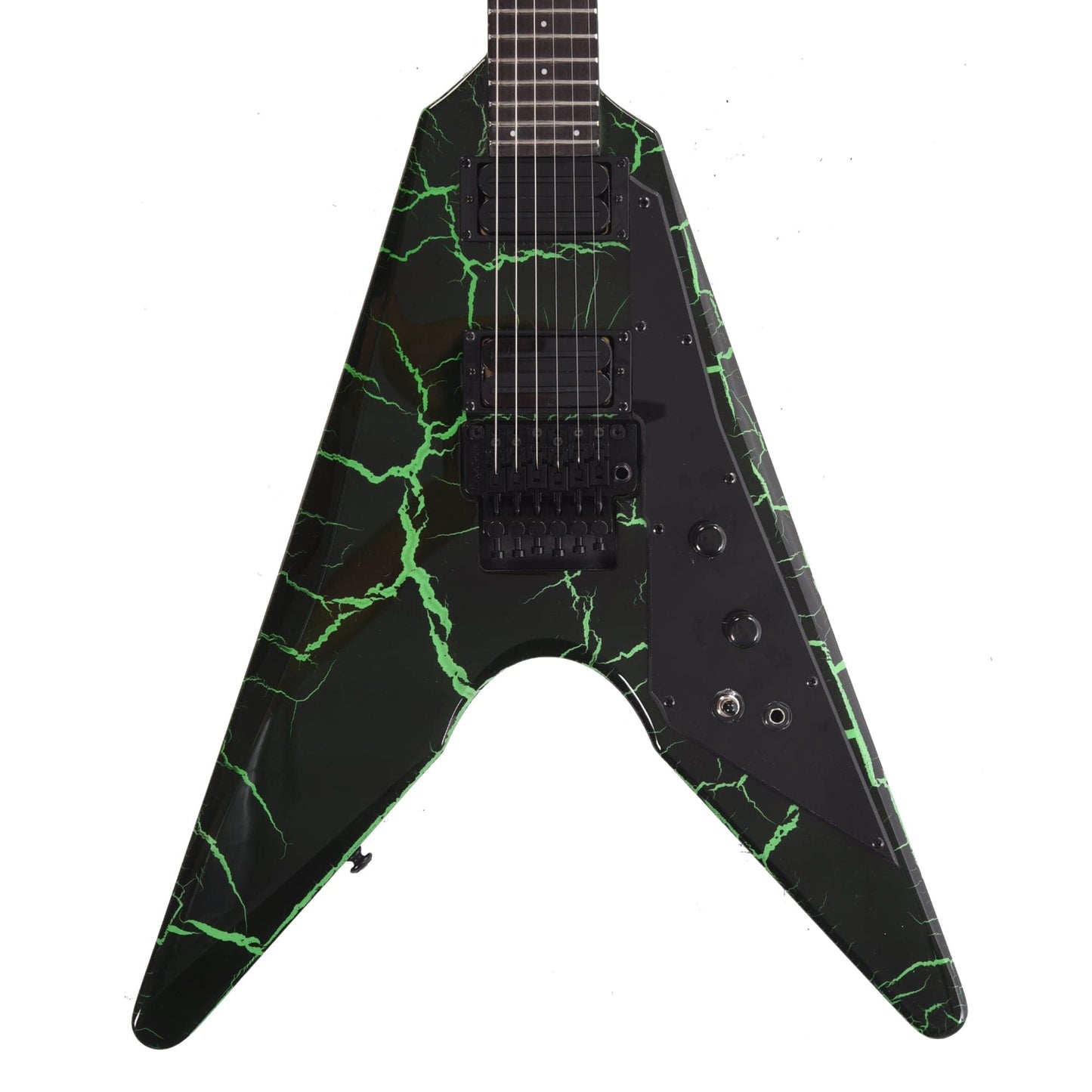 Dunable DE Asteroid Gloss Black & Green Crackle w/Floyd Rose Electric Guitars / Solid Body