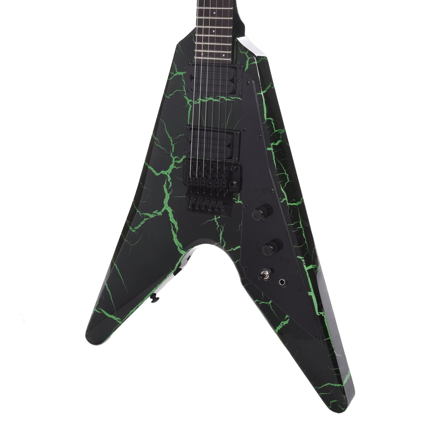 Dunable DE Asteroid Gloss Black & Green Crackle w/Floyd Rose Electric Guitars / Solid Body