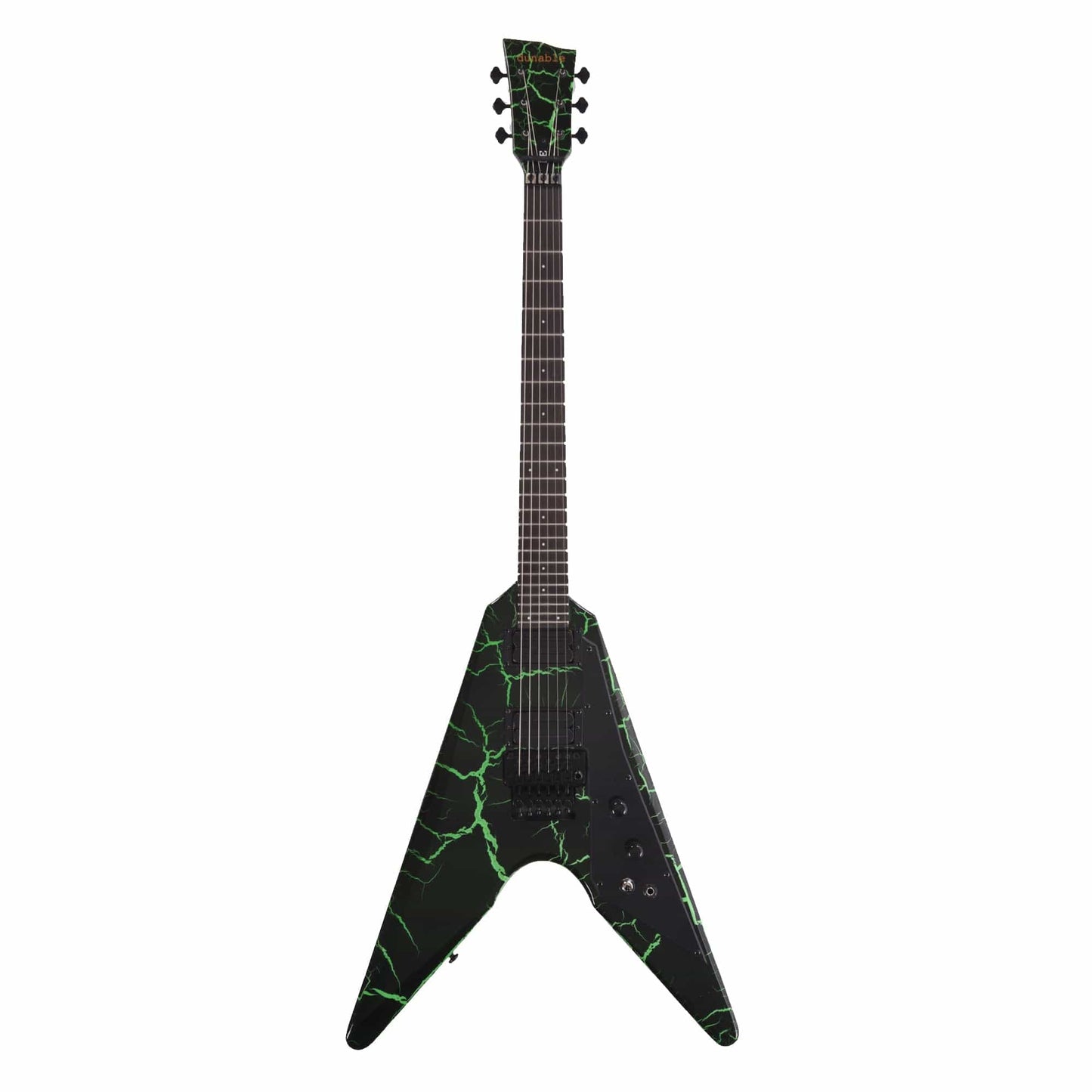 Dunable DE Asteroid Gloss Black & Green Crackle w/Floyd Rose Electric Guitars / Solid Body