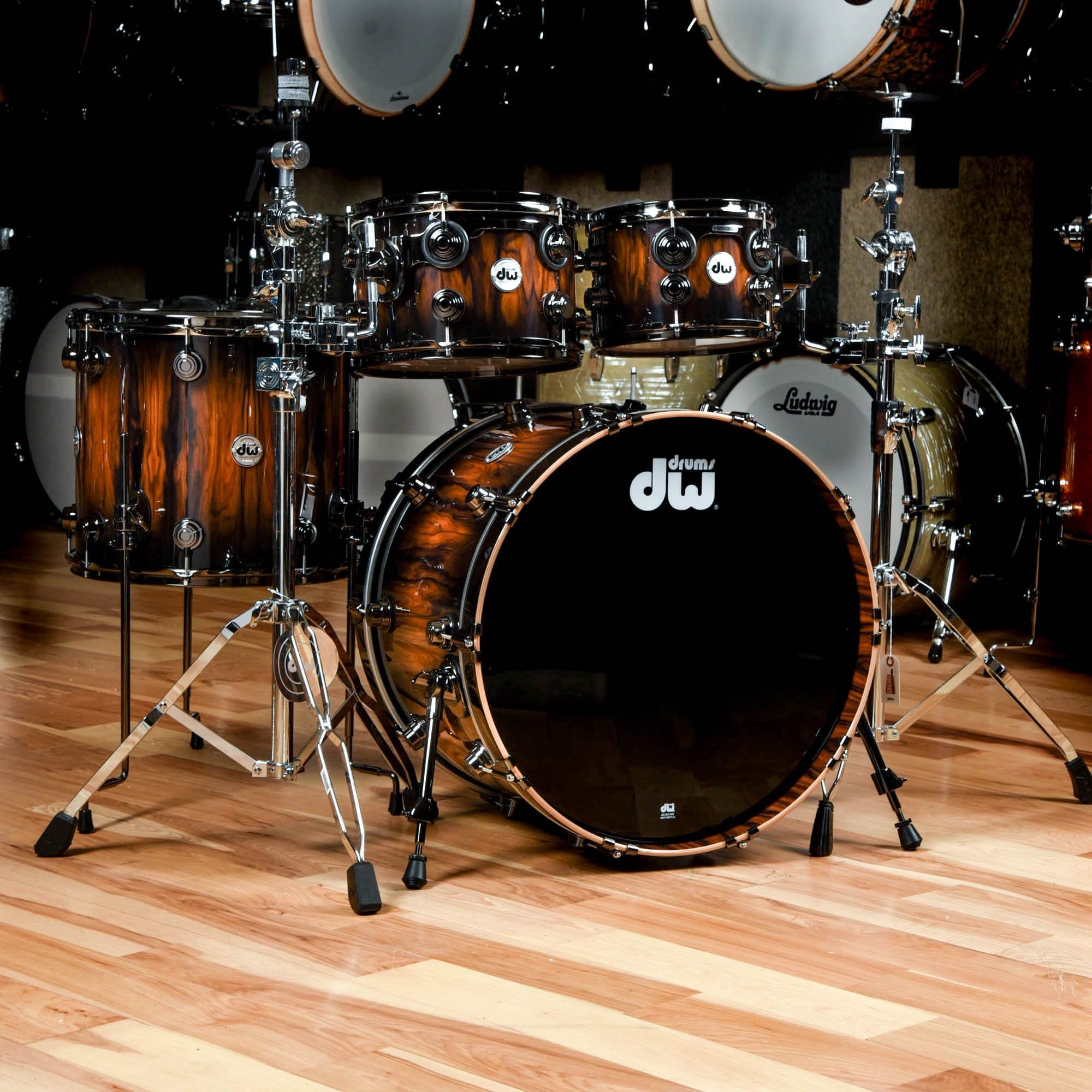 DW Collector's Maple/Mahogany 10/12/16/22 4pc. Drum Kit Santos Rosewoo ...