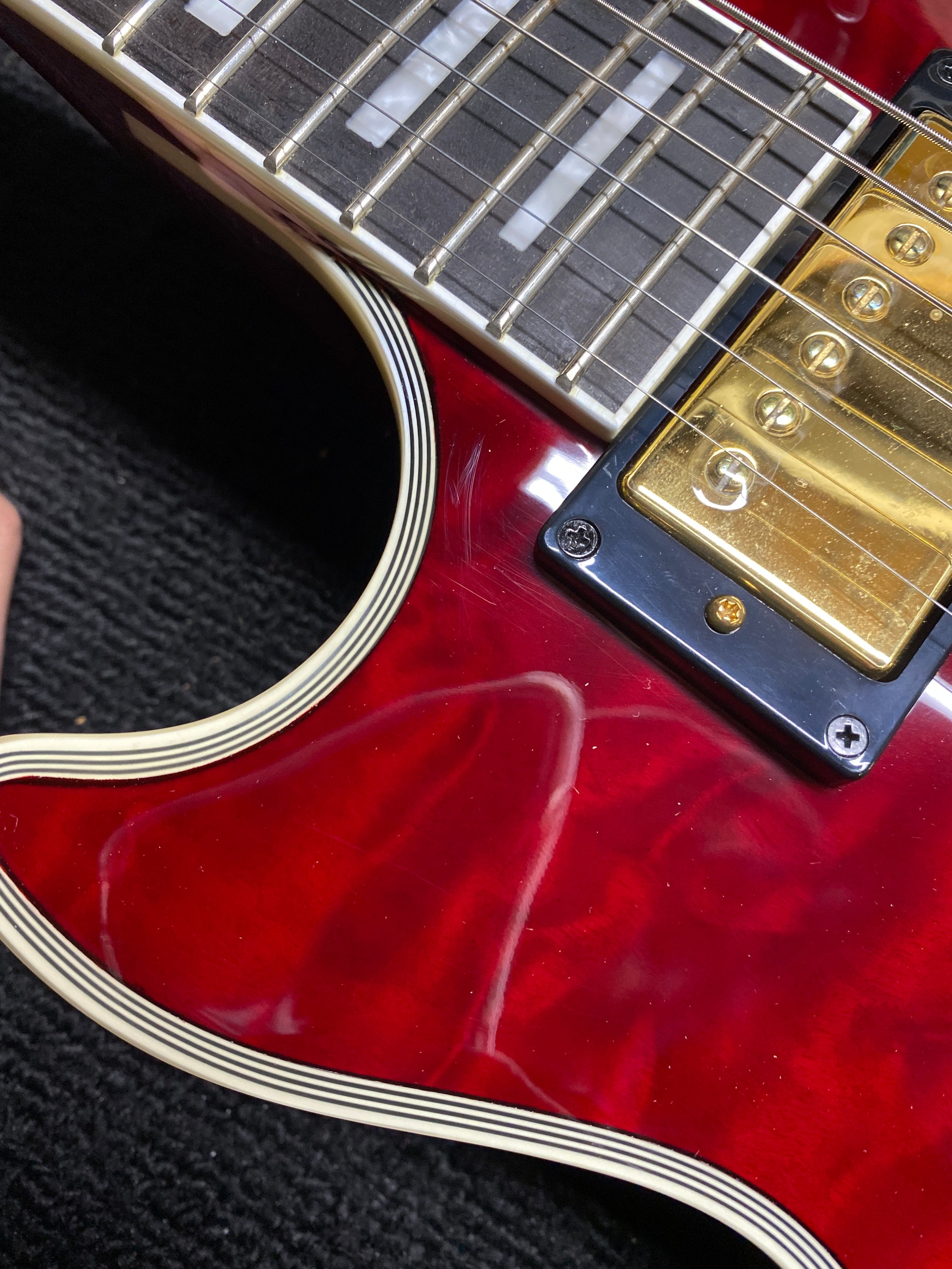 Epiphone Artist Alex Lifeson Les Paul Custom Axcess LEFTY Quilt Ruby Electric Guitars / Solid Body