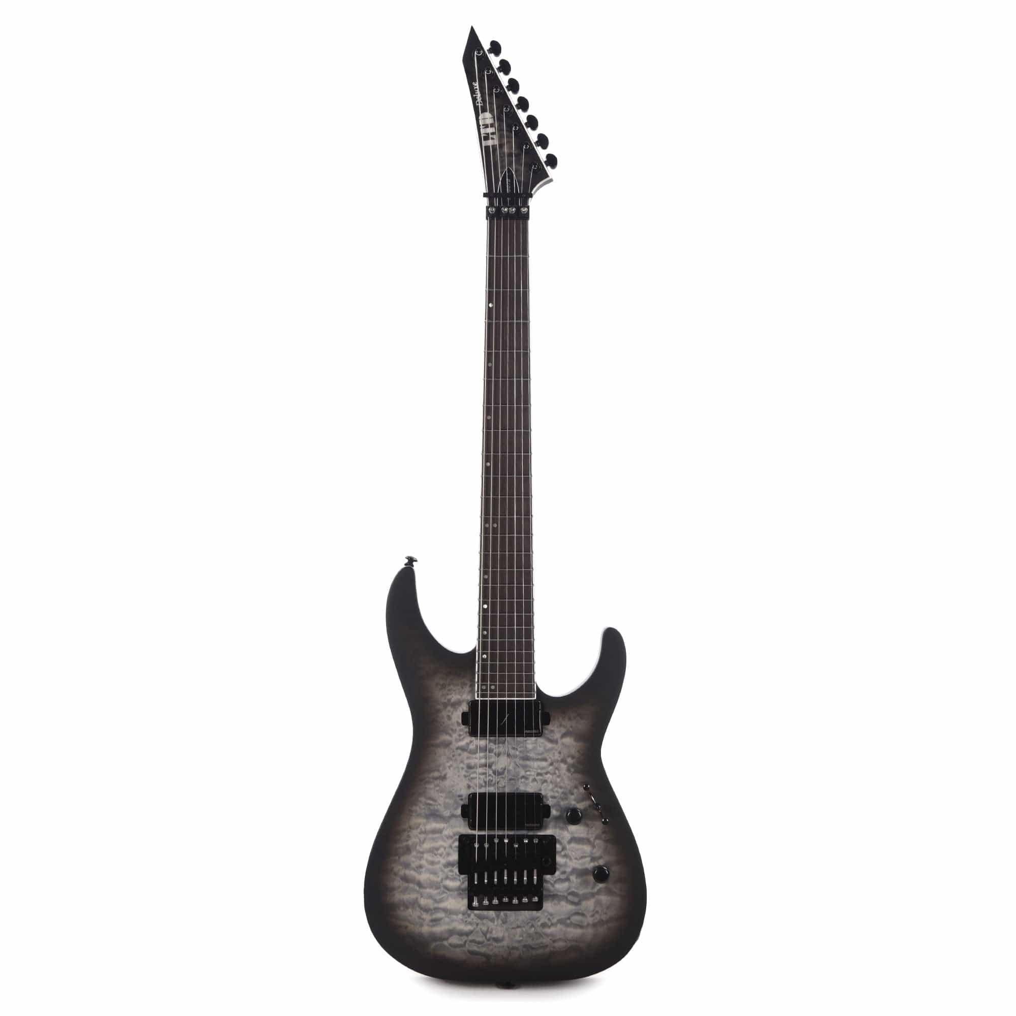 ESP LTD M-1007B Baritone Charcoal Burst Satin 7-String W/ Quilted Mapl ...