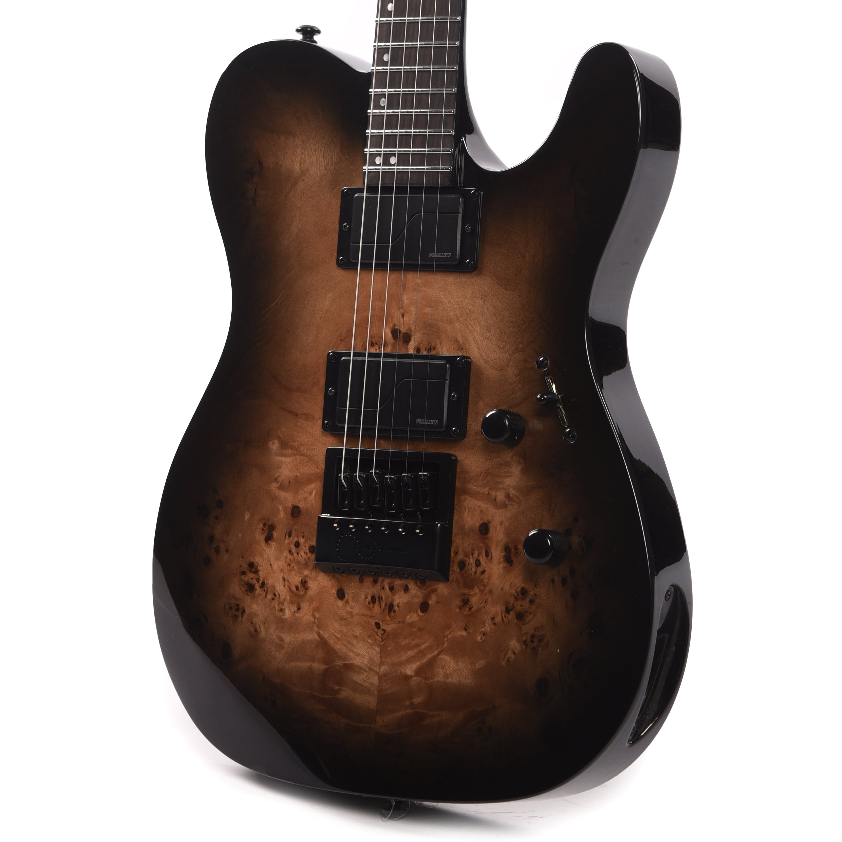 ESP LTD TE-1000 Evertune Burl Poplar Charcoal Burst Electric Guitars / Solid Body