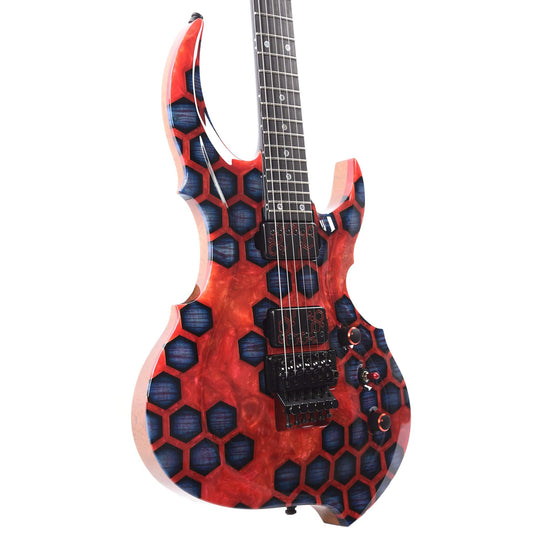 ESP Custom Shop NAMM Exhibition 2023 FRX-CTM-FR Flamed Maple Top with Red Resin & Blue Honeycomb