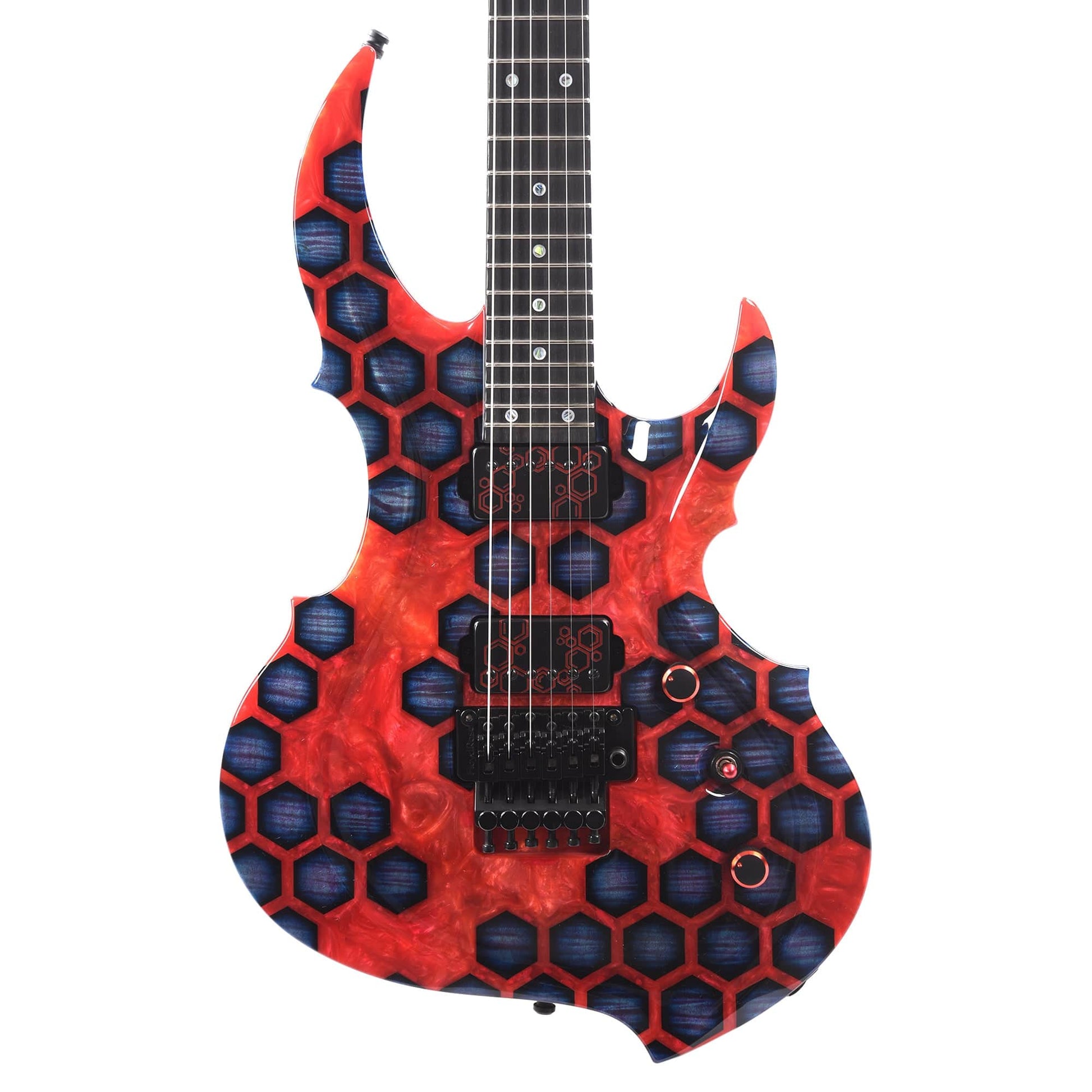 ESP Custom Shop NAMM Exhibition 2023 FRX-CTM-FR Flamed Maple Top with Red Resin & Blue Honeycomb