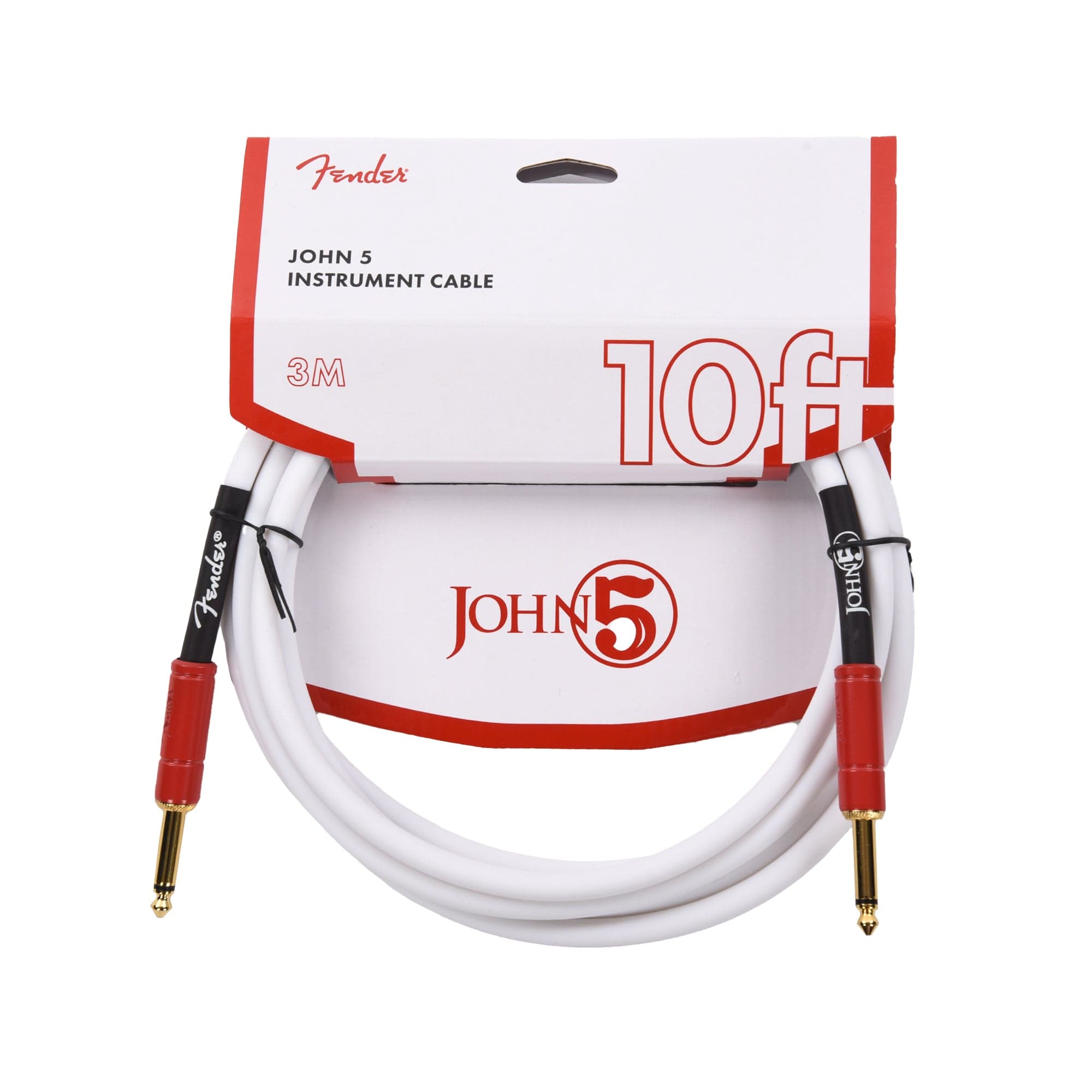 Fender John 5 10 Feet Instrument Cable White Red [ギターケーブル