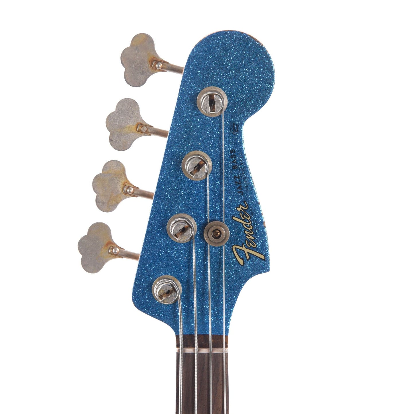 Fender Custom Shop 1960 Jazz Bass Relic Aged Gold Sparkle with Blue Sparkle Burst w/Painted Headcap Bass Guitars / 4-String