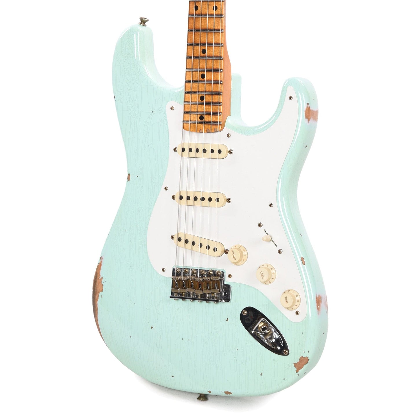 Fender Custom Shop 1958 Stratocaster Relic Super Faded Aged Surf Green Electric Guitars / Solid Body