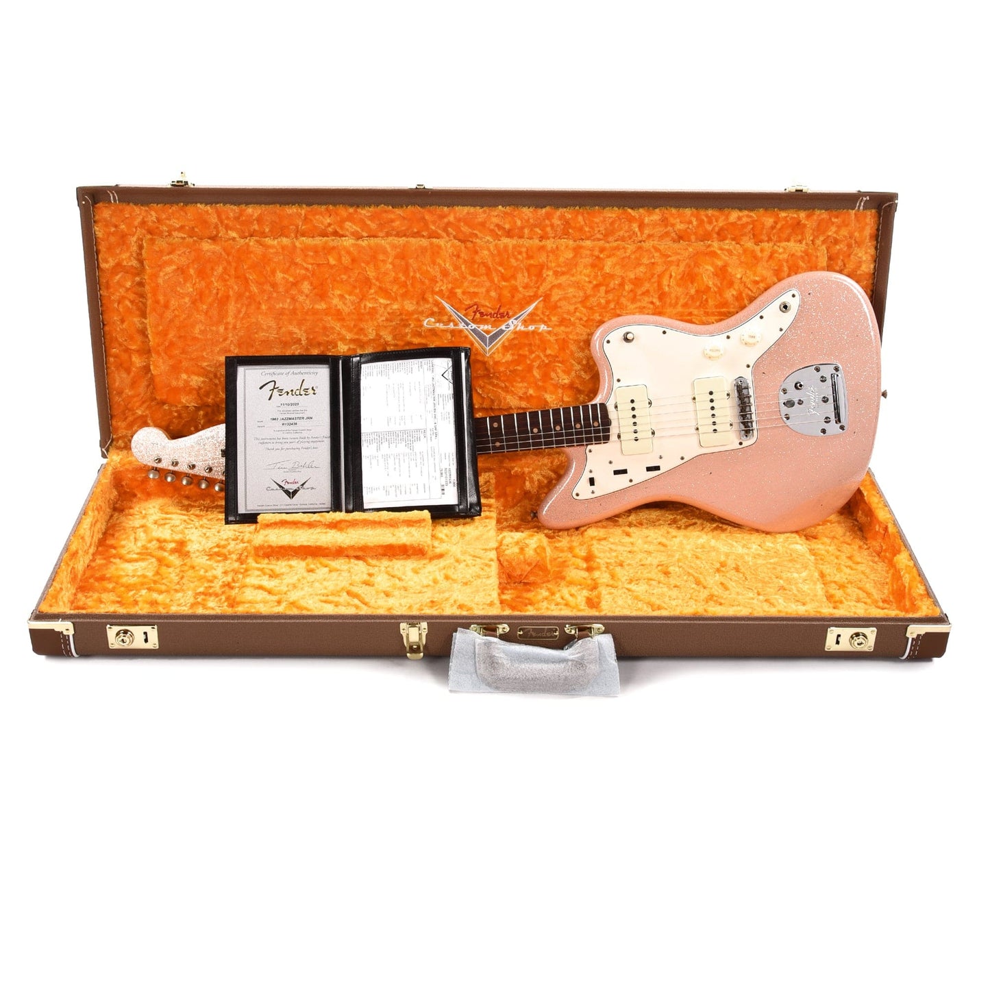 Fender Custom Shop 1962 Jazzmaster "Chicago Special" Journeyman Aged Shell Pink Sparkle w/Parchment Pickguard & Painted Headcap Electric Guitars / Solid Body