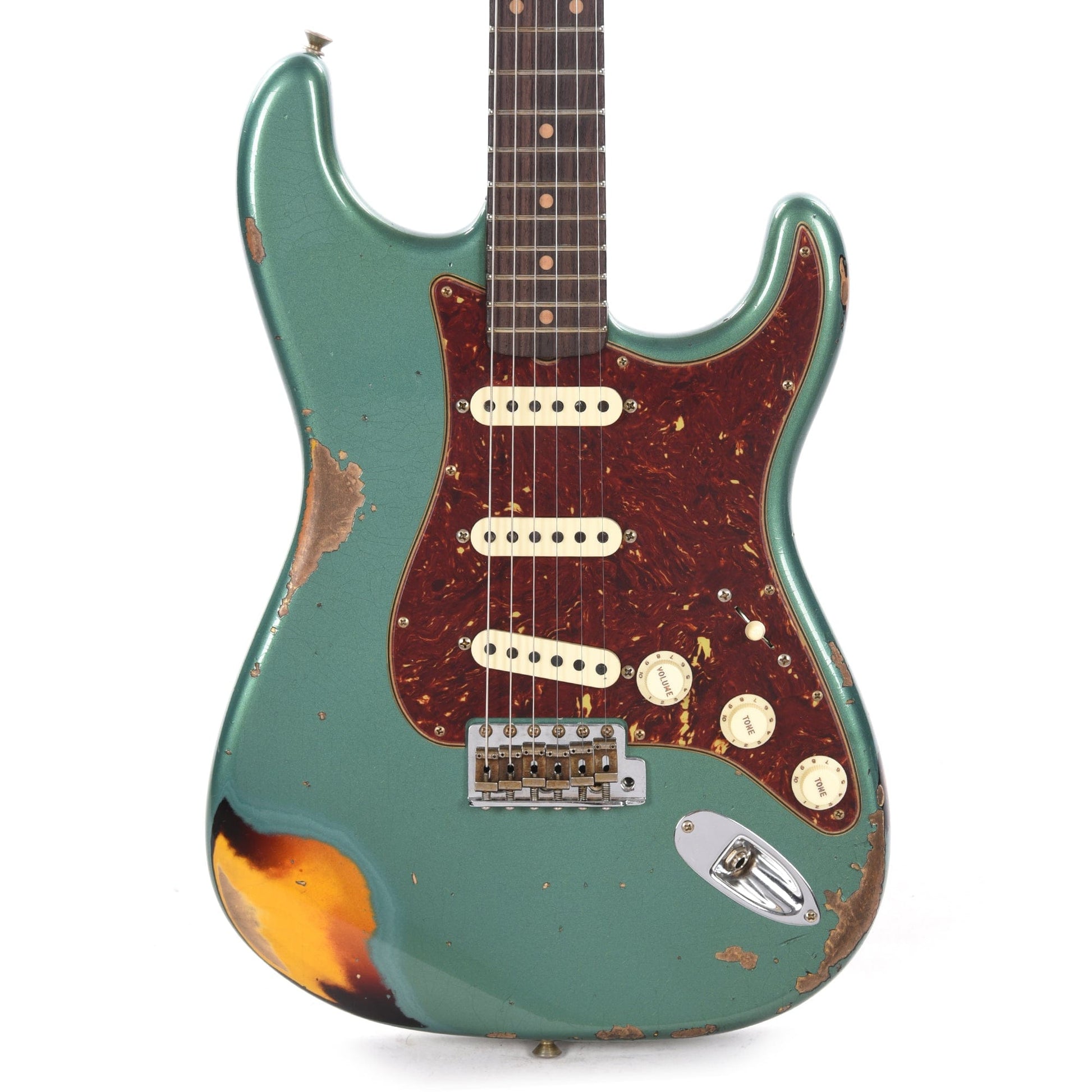 Fender Custom Shop Limited Edition Roasted 1961 Stratocaster Super Heavy Relic RW Aged Sherwood Green Over 3-Color Sunburst Electric Guitars / Solid Body