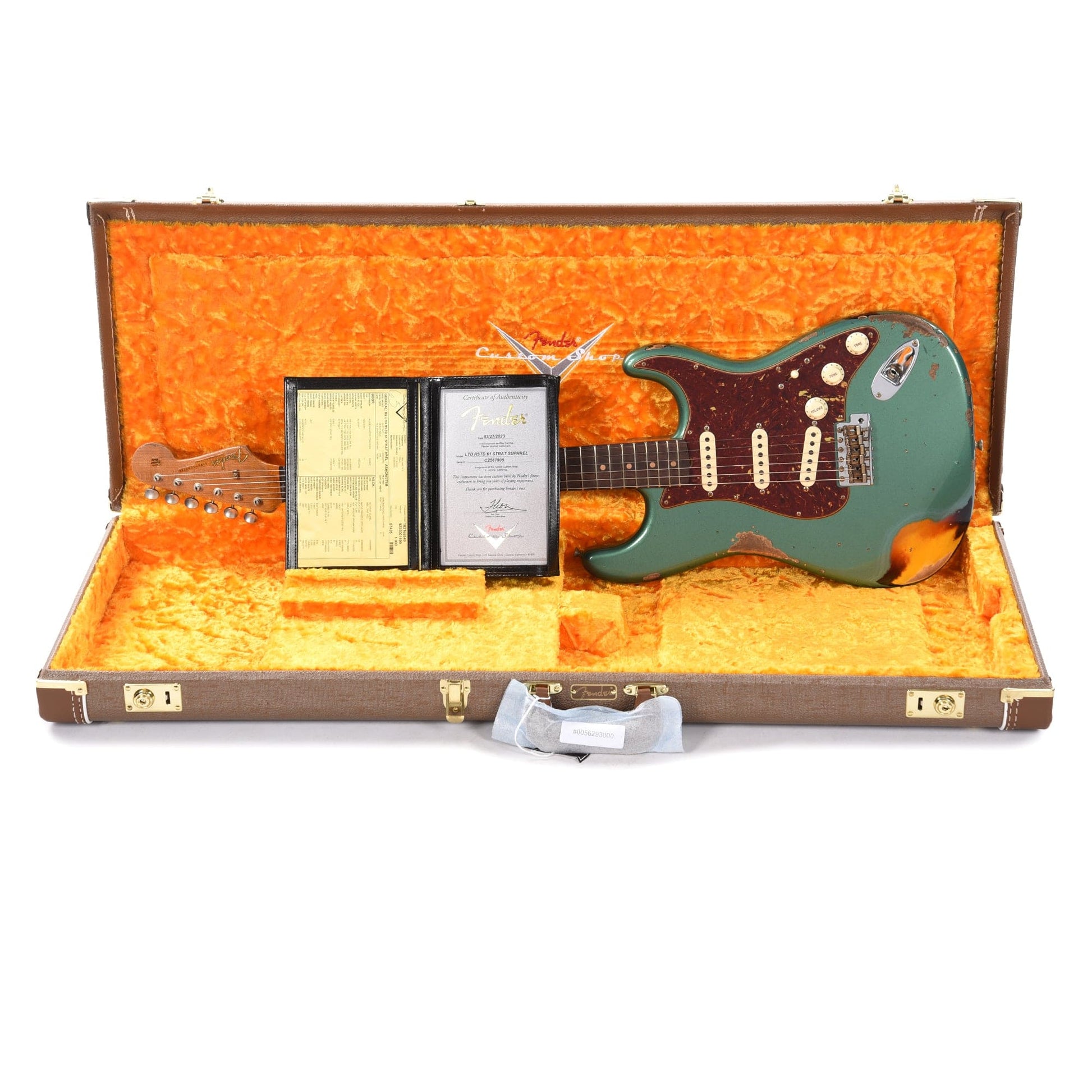 Fender Custom Shop Limited Edition Roasted 1961 Stratocaster Super Heavy Relic RW Aged Sherwood Green Over 3-Color Sunburst Electric Guitars / Solid Body