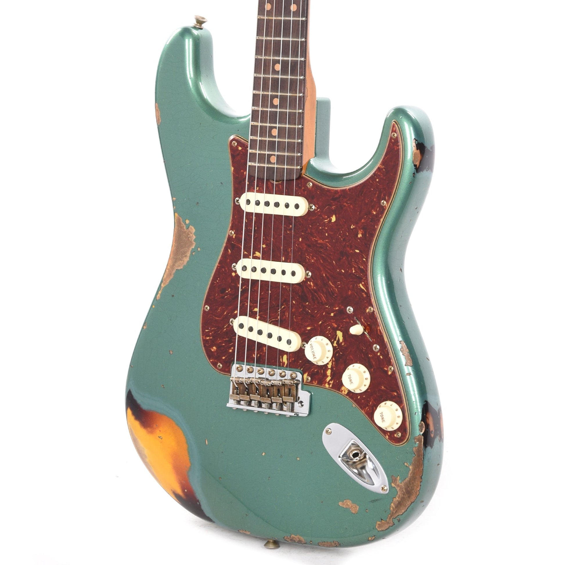 Fender Custom Shop Limited Edition Roasted 1961 Stratocaster Super Heavy Relic RW Aged Sherwood Green Over 3-Color Sunburst Electric Guitars / Solid Body