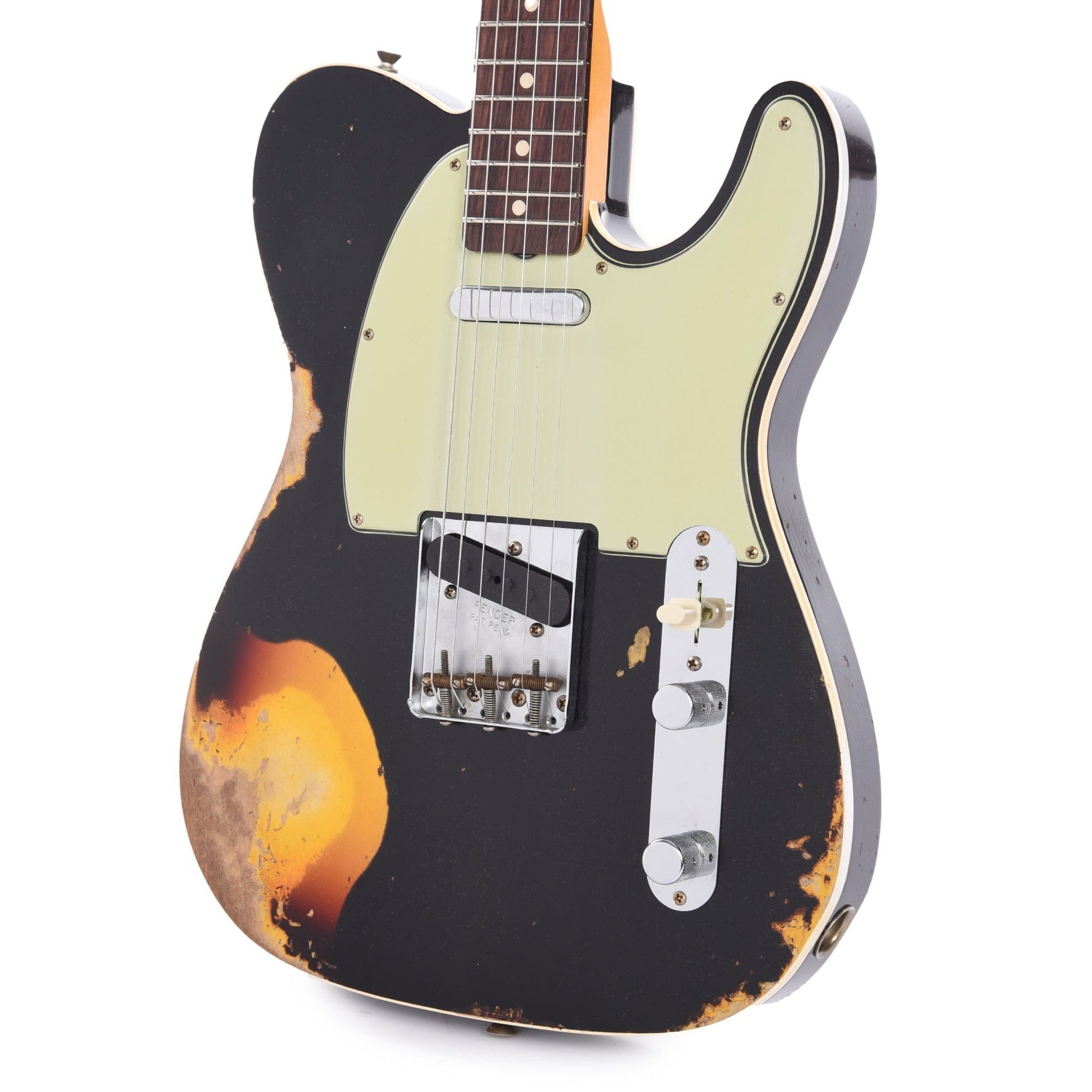 Fender Custom Shop Time Machine 1960 Telecaster Custom Heavy Relic RW Aged Black Over Chocolate 3-Color Sunburst Electric Guitars / Solid Body