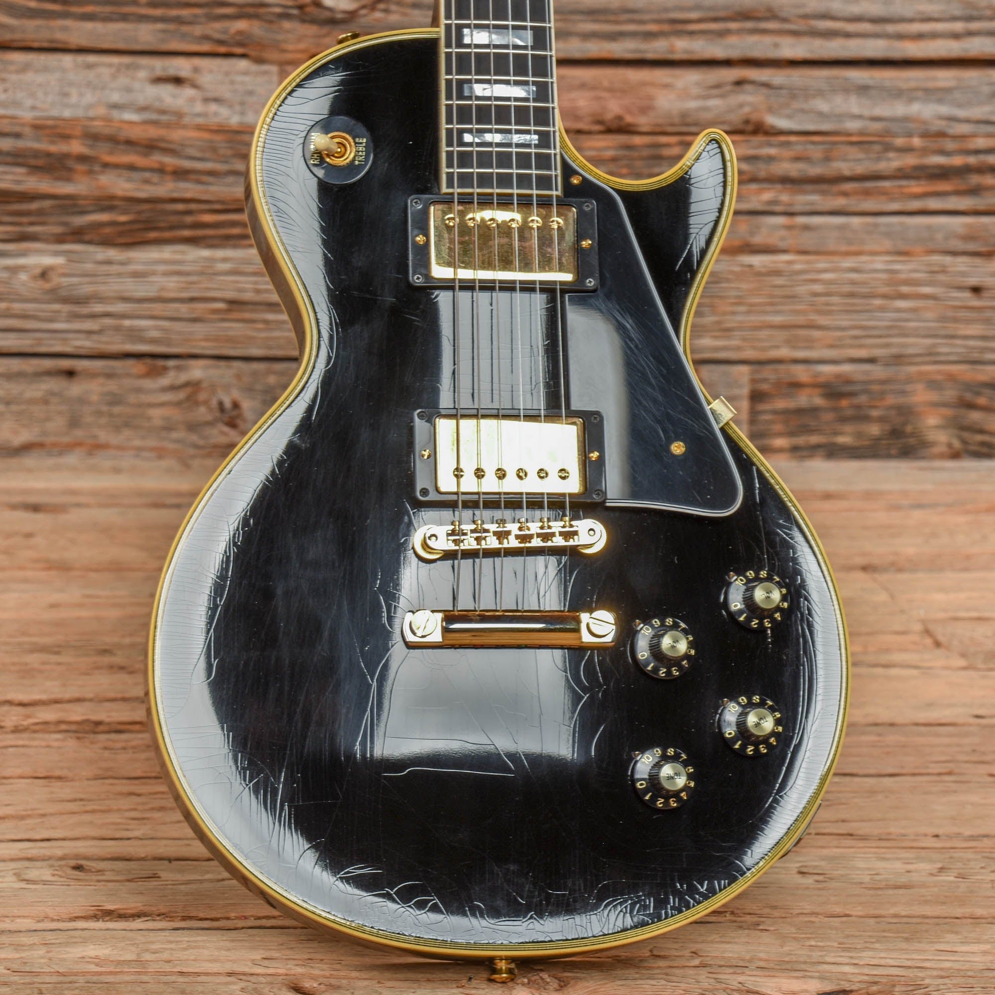 Gibson Custom Shop Murphy Lab 68 Les Paul Custom Reissue Ultra Light Aged Ebony Electric Guitars / Solid Body