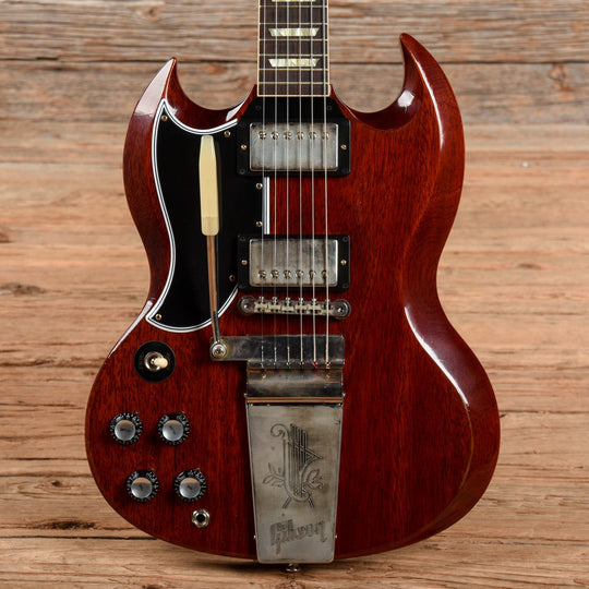 Gibson Gibson Custom Shop Murphy Lab 1964 SG Standard With Maestro Vibrola Faded Cherry Heavy Aged Cherry  LEFTY Electric Guitars / Solid Body