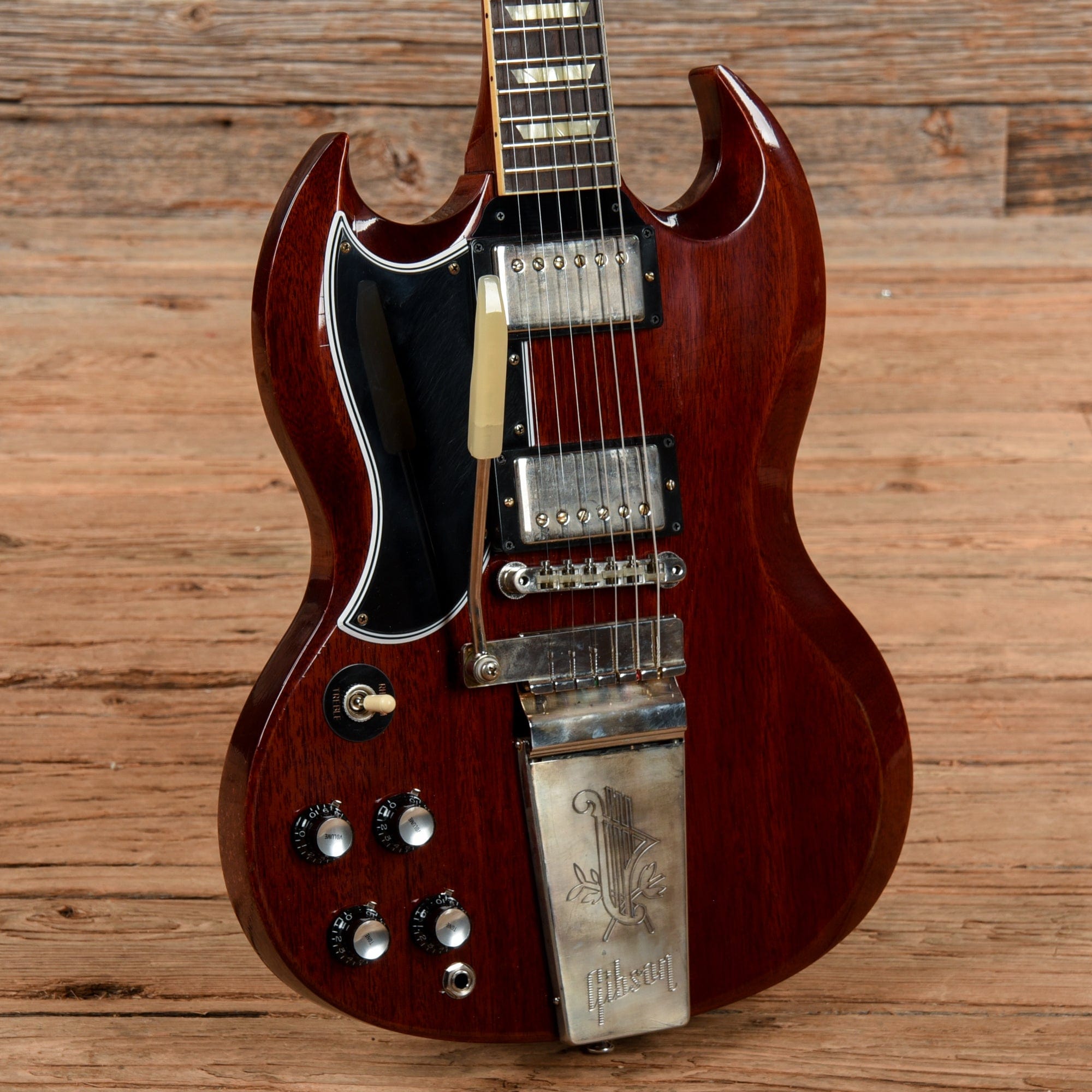 Gibson Gibson Custom Shop Murphy Lab 1964 SG Standard With Maestro Vibrola Faded Cherry Heavy Aged Cherry  LEFTY Electric Guitars / Solid Body