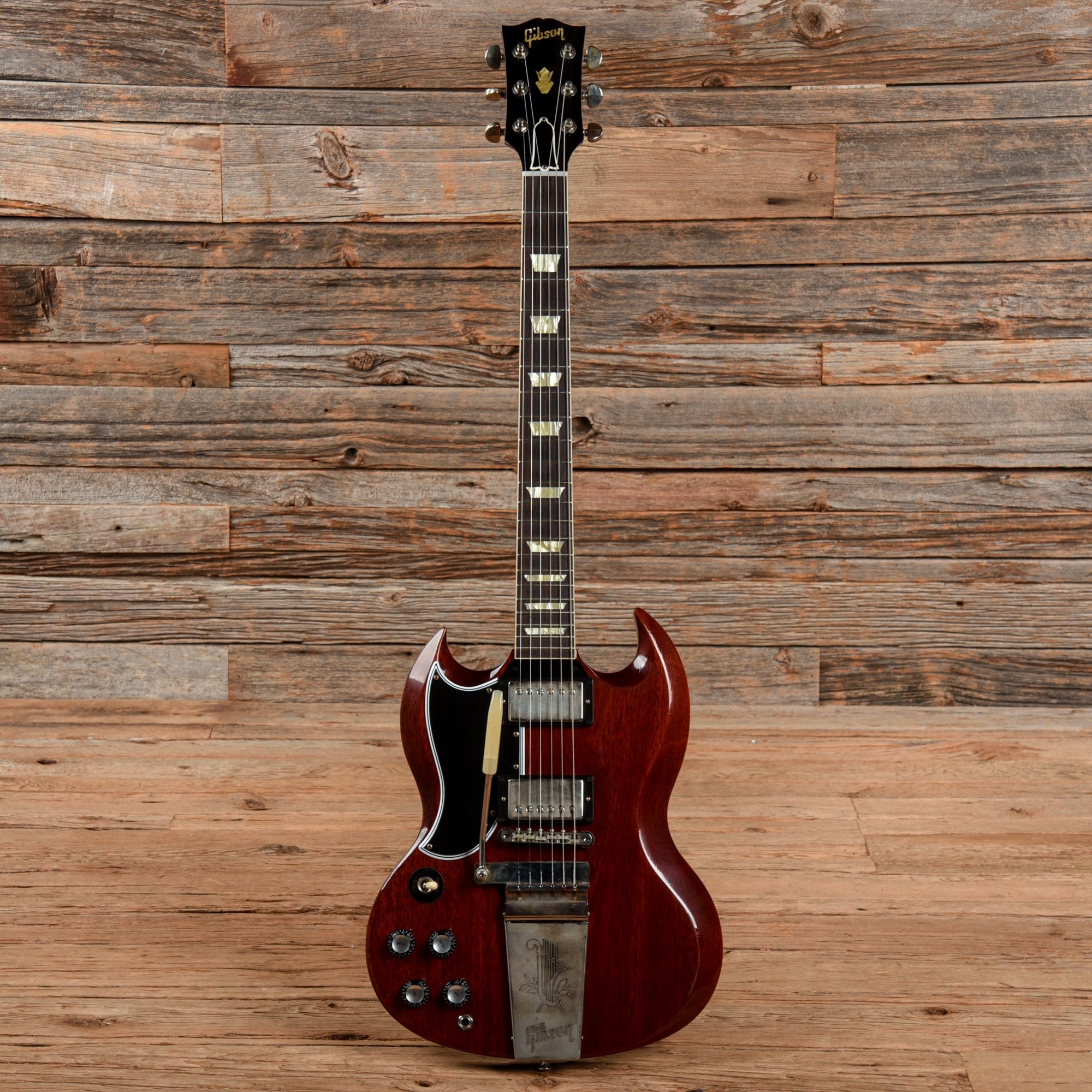 Gibson Gibson Custom Shop Murphy Lab 1964 SG Standard With Maestro Vibrola Faded Cherry Heavy Aged Cherry  LEFTY Electric Guitars / Solid Body