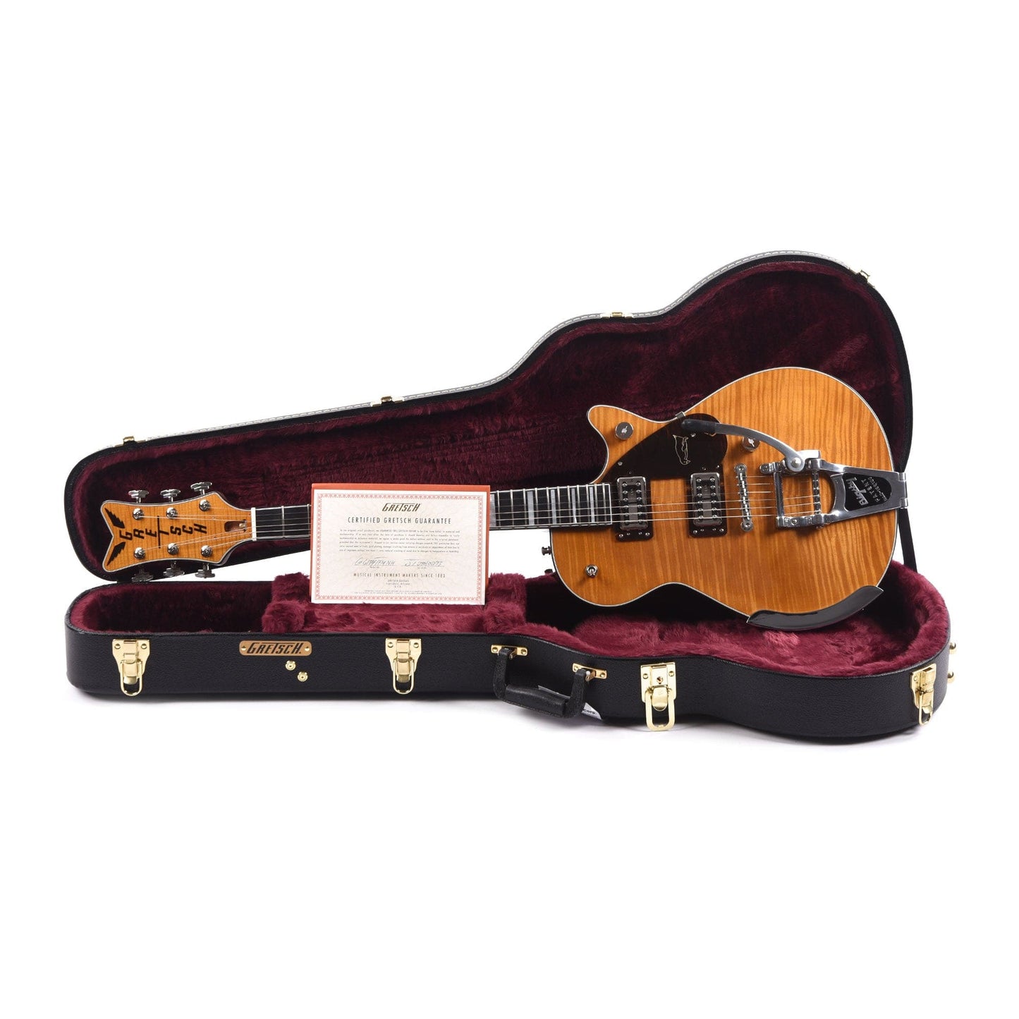 Gretsch G6134TFM-NH Nigel Hendroff Signature Penguin Amber Flame Electric Guitars / Solid Body