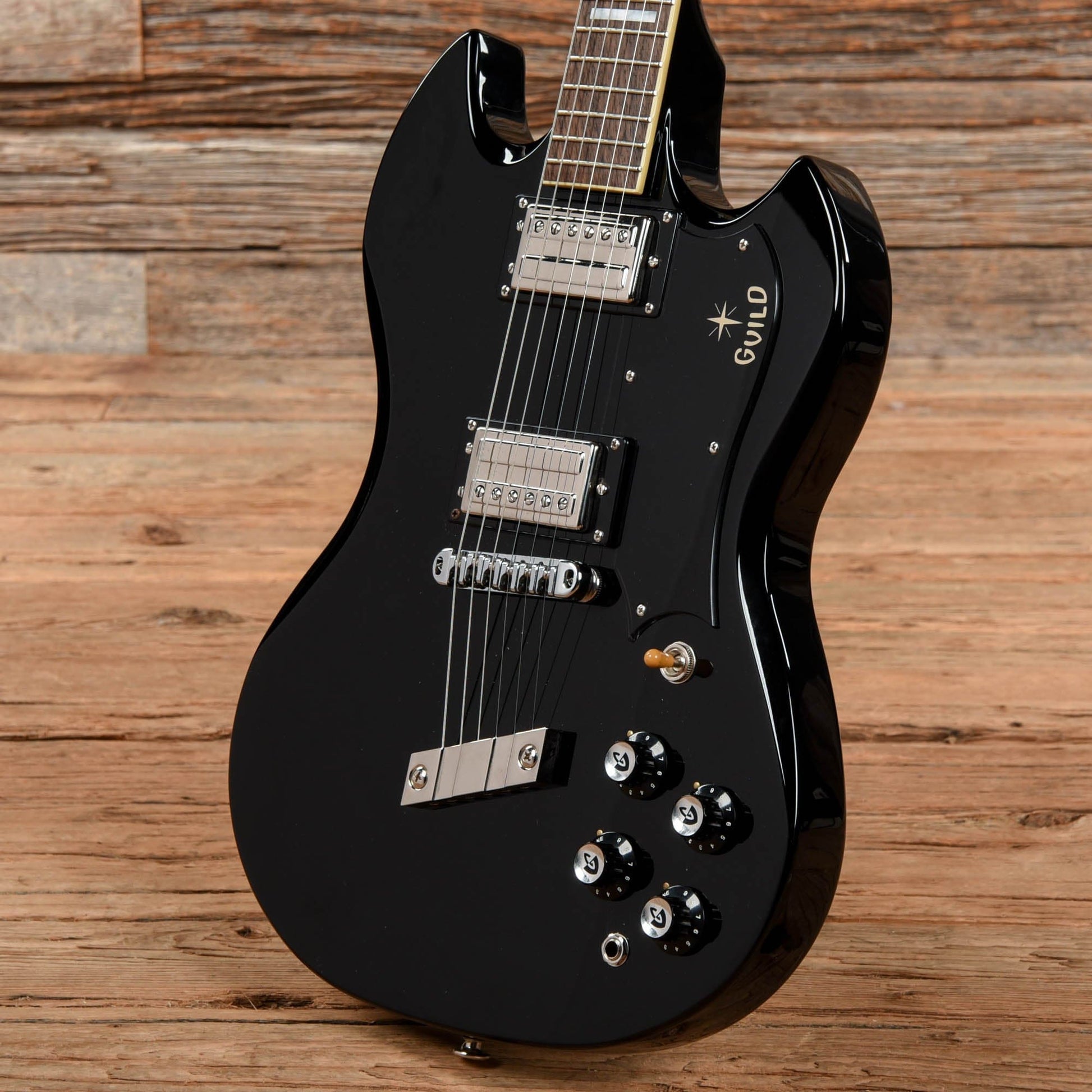 Guild Newark St. Collection S-100 Polara Black Electric Guitars / Solid Body