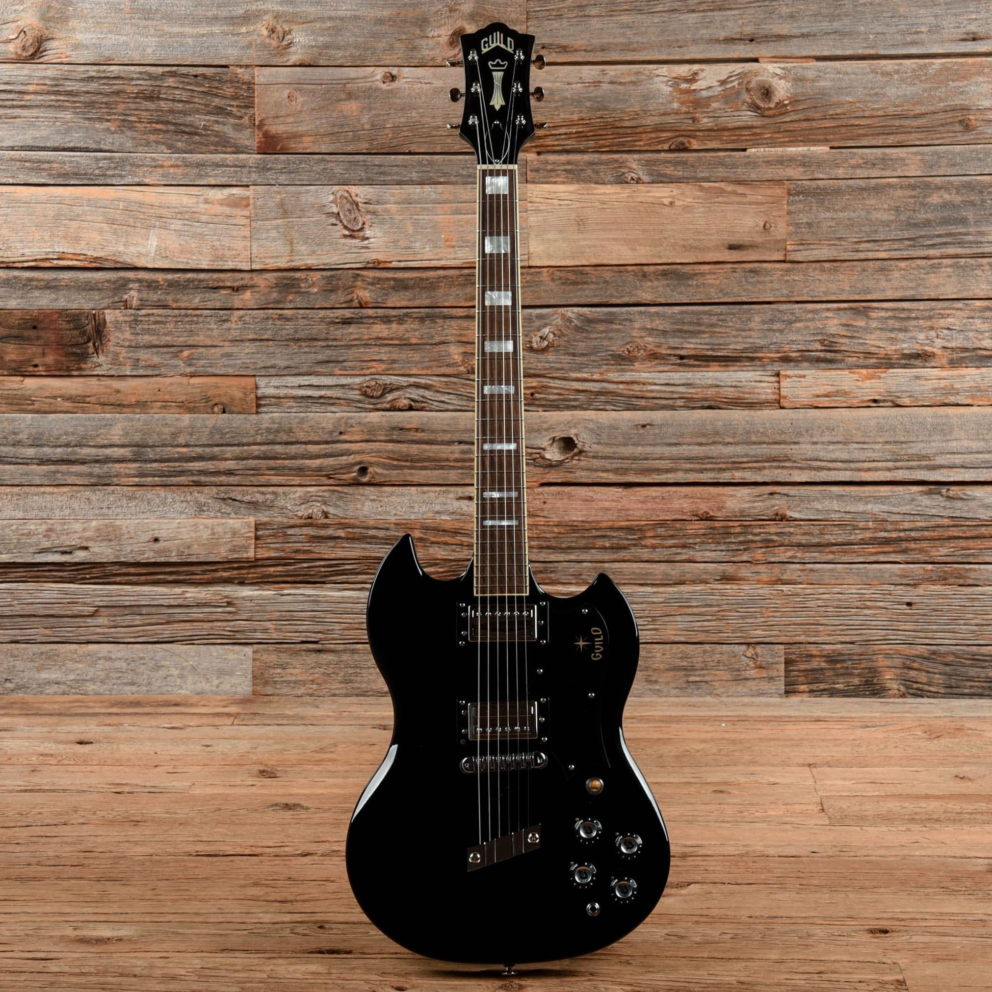 Guild Newark St. Collection S-100 Polara Black Electric Guitars / Solid Body