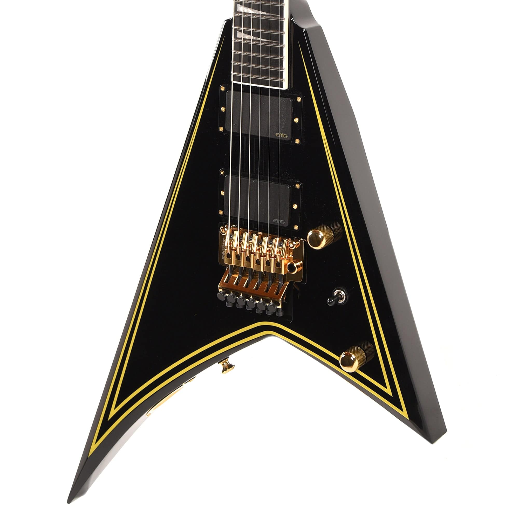 Jackson MJ Series Rhoads RR24MG Black w/Yellow Pinstripes Electric Guitars / Solid Body