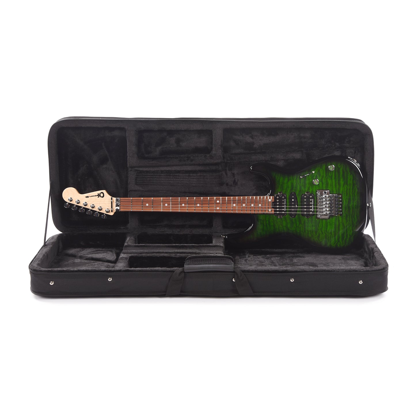 Charvel MJ San Dimas Style 1 HSH FR PF QM Transparent Green Burst