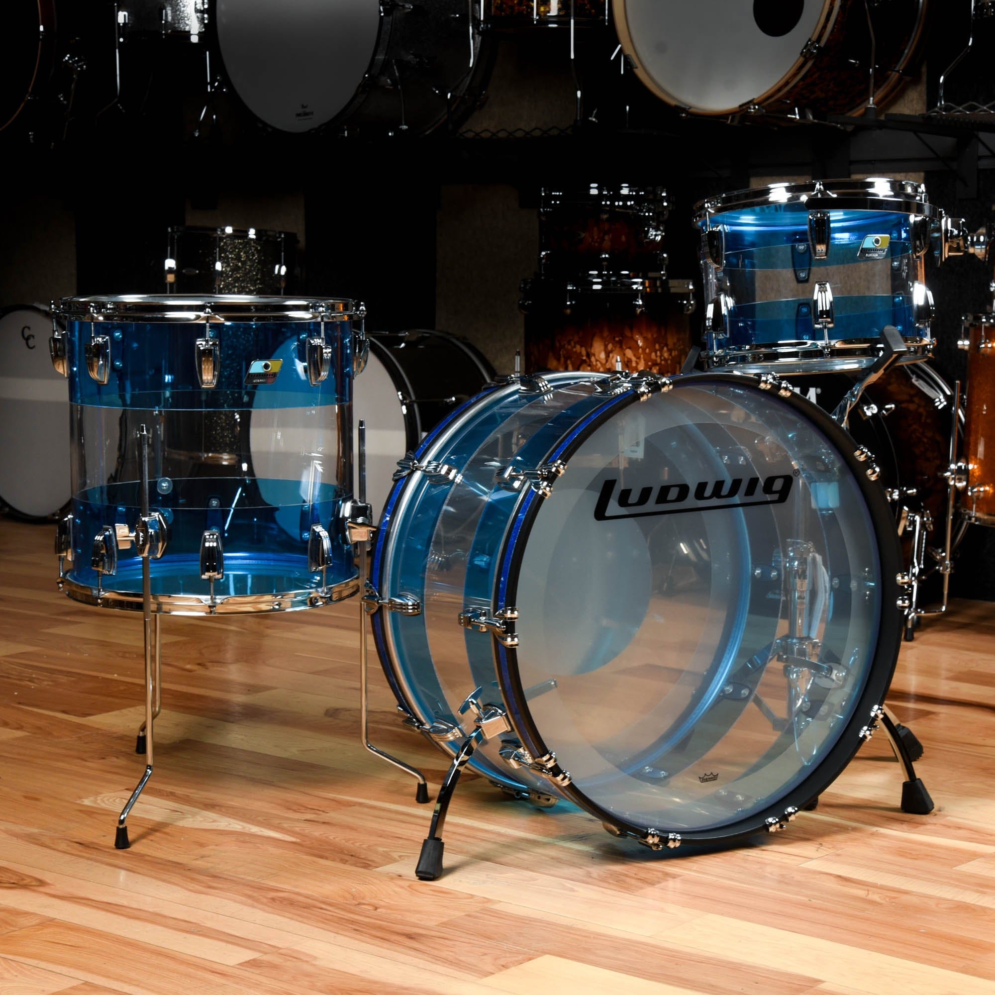 Ludwig Vistalite 13 16 24 3pc. Drum Kit Blue Clear Blue Limited Editio Chicago Music Exchange