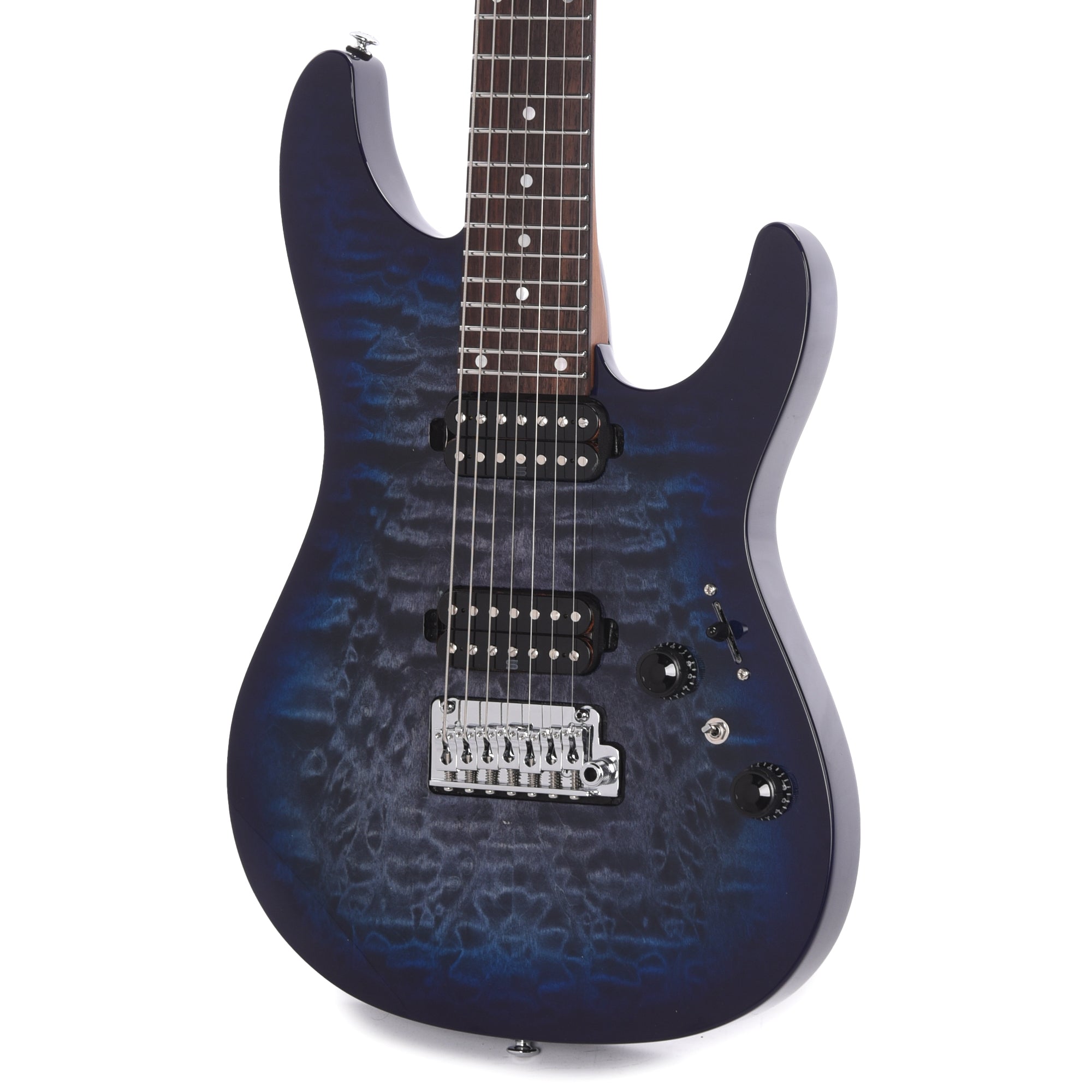 Ibanez AZ427P2QMTUB Premium 7-String Electric Guitar Twilight Blue Burst