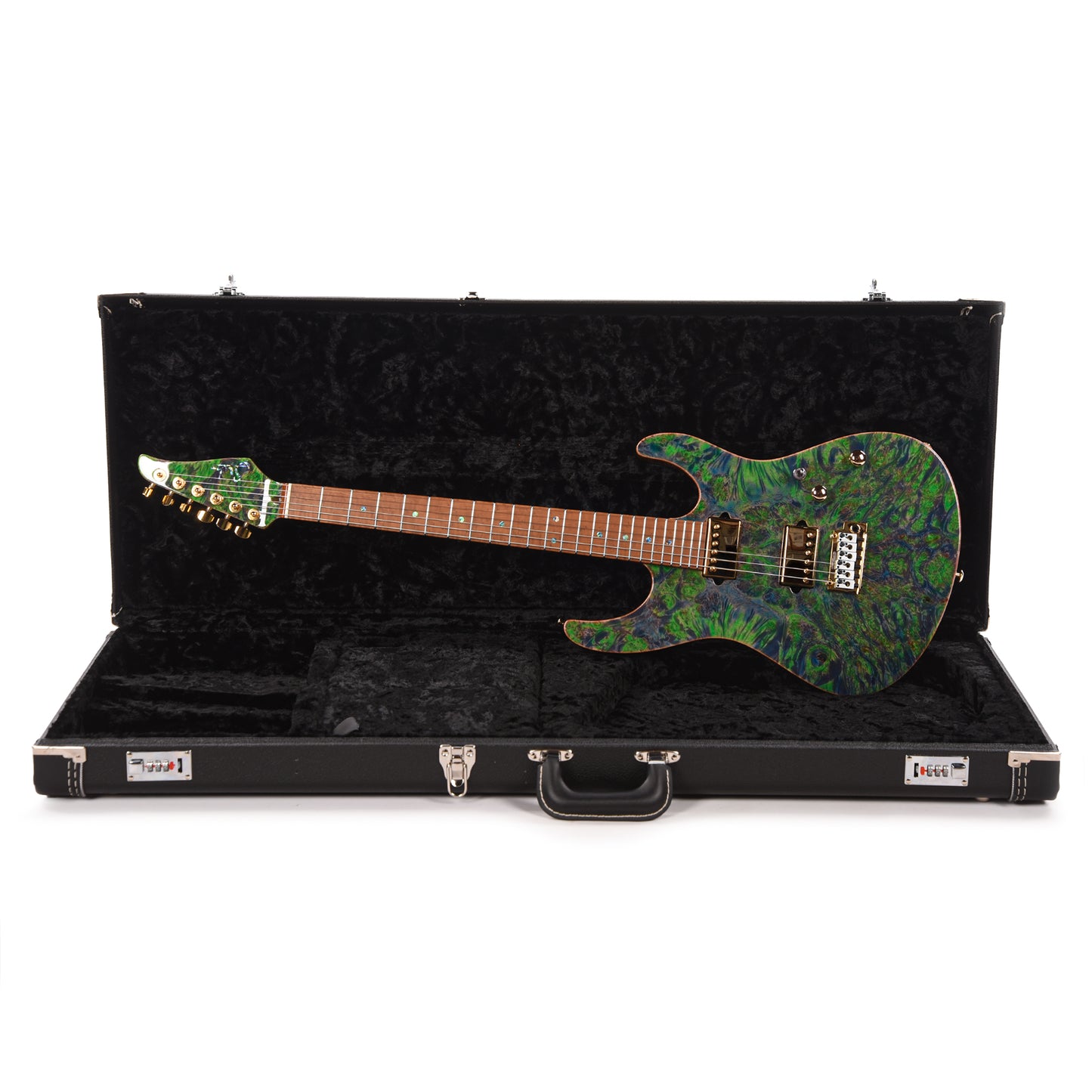 Suhr Custom Modern Trans Algae w/CME-Selected Burl Maple Top