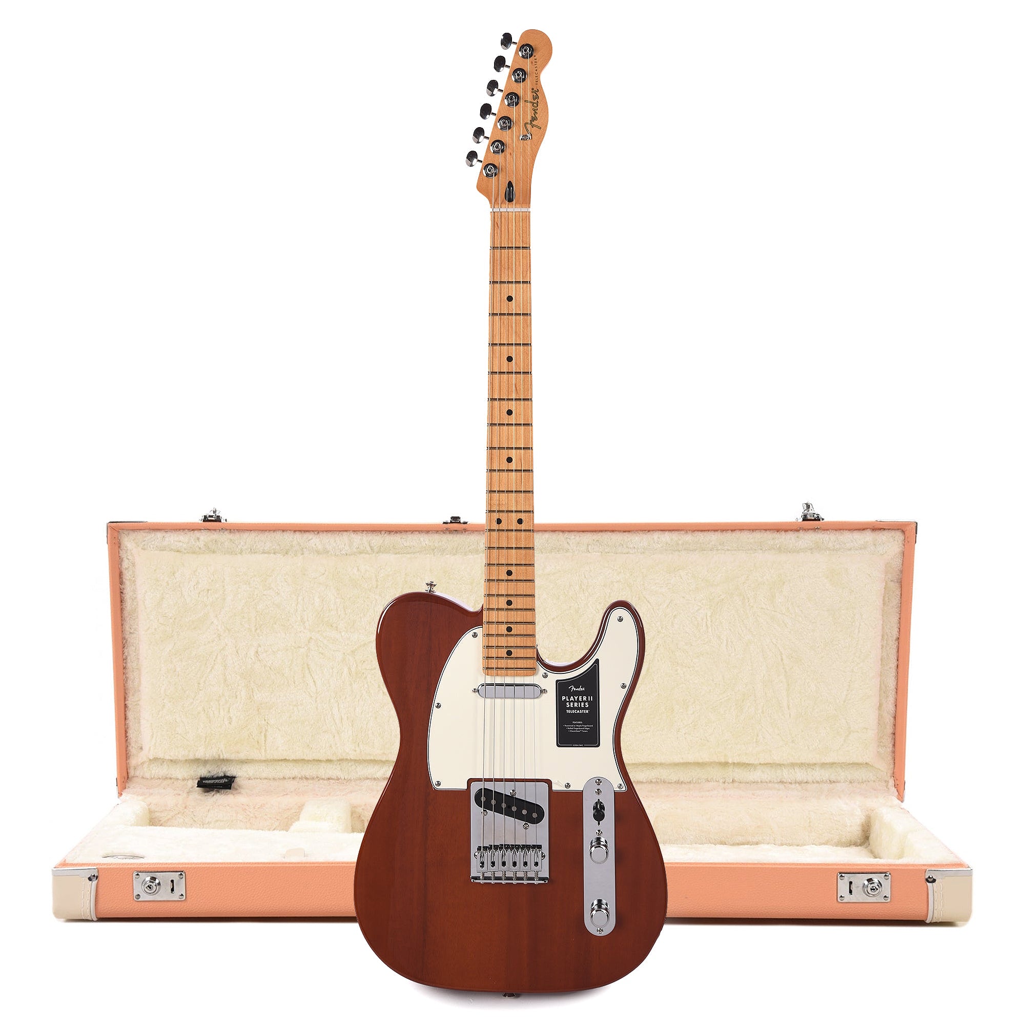 Fender Player II Telecaster MN Mocha and Pacific Peach Hardshell Case Bundle