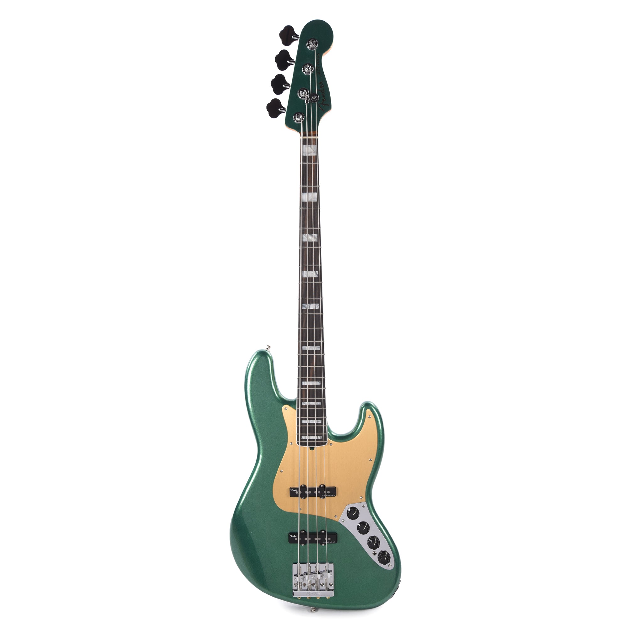 Fender American Ultra Jazz Bass Mystic Pine Green w/Ebony Fingerboard, Anodized Gold Pickguard, & Matching Headcap