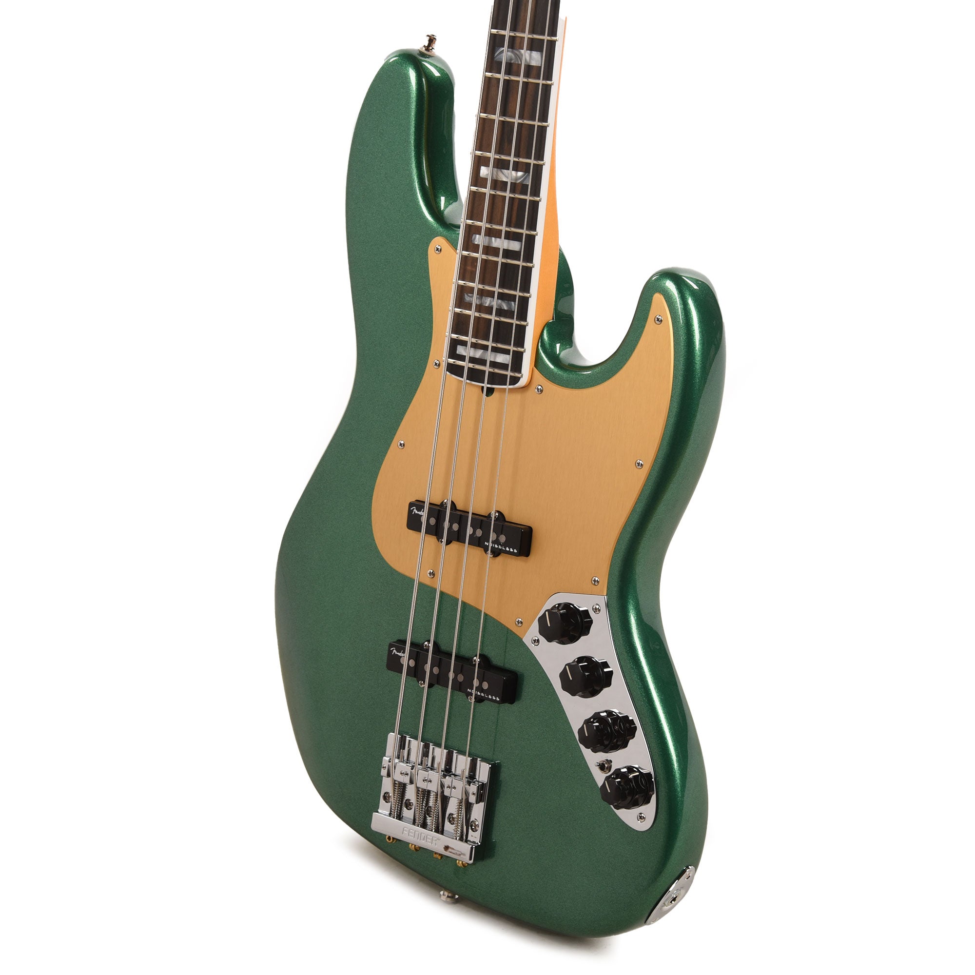 Fender American Ultra Jazz Bass Mystic Pine Green w/Ebony Fingerboard, Anodized Gold Pickguard, & Matching Headcap