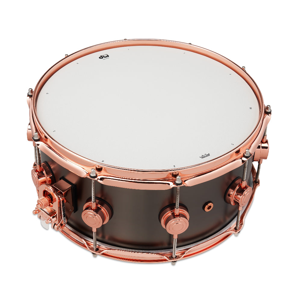 DW Collector's Series 6.5x14 Satin Black Brass Snare Drum w/ Copper Hardware