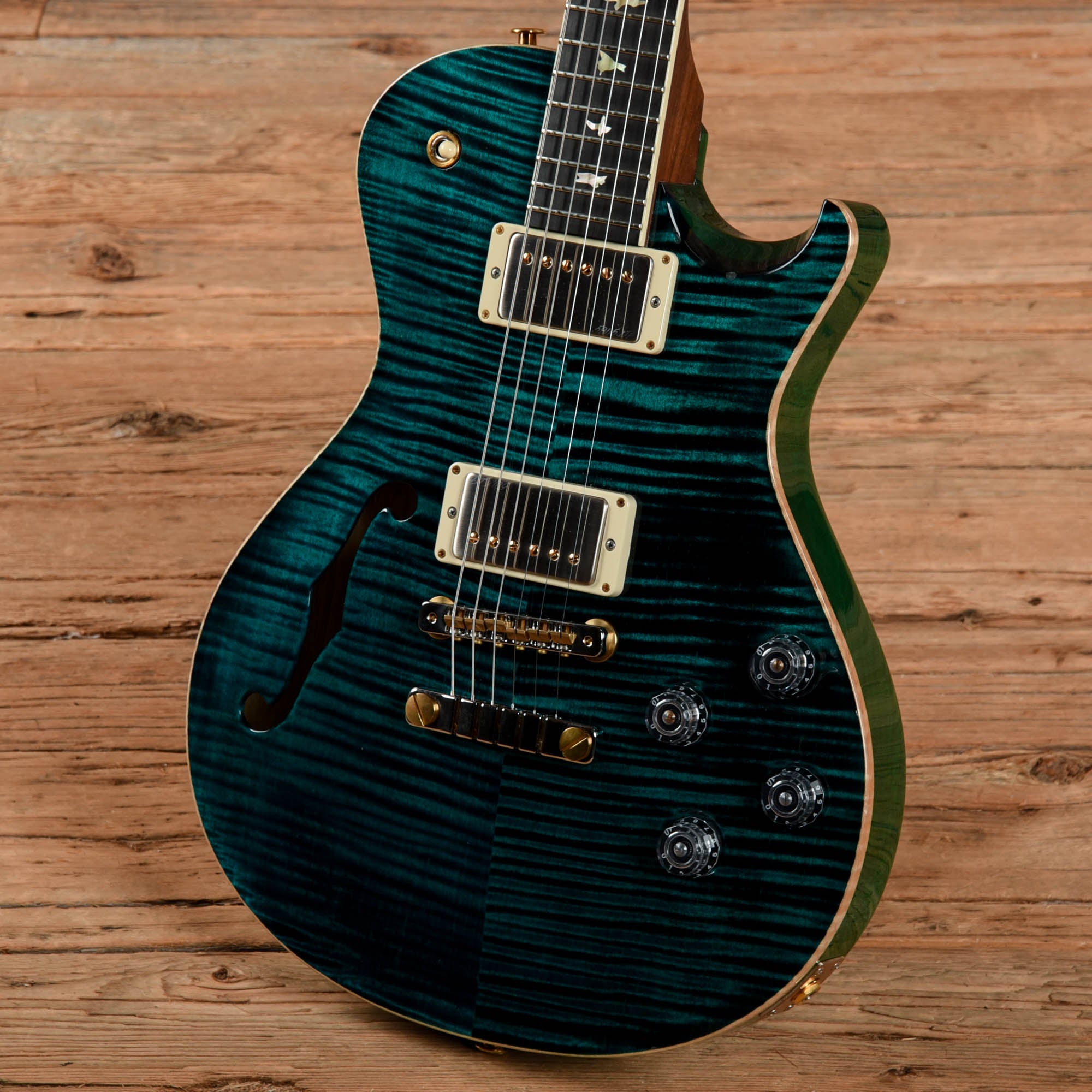 PRS Wood Library McCarty 594 Singlecut Semi-Hollow Flame Blue Green Top/Back w/Ebony Fingerboard & Rosewood Neck 2022