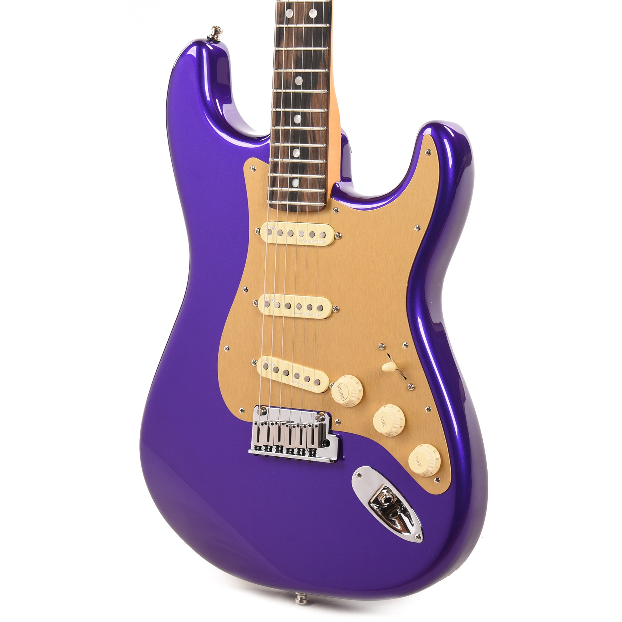 Fender American Ultra Stratocaster Plum Metallic w/Ebony Fingerboard & Anodized Gold Pickguard