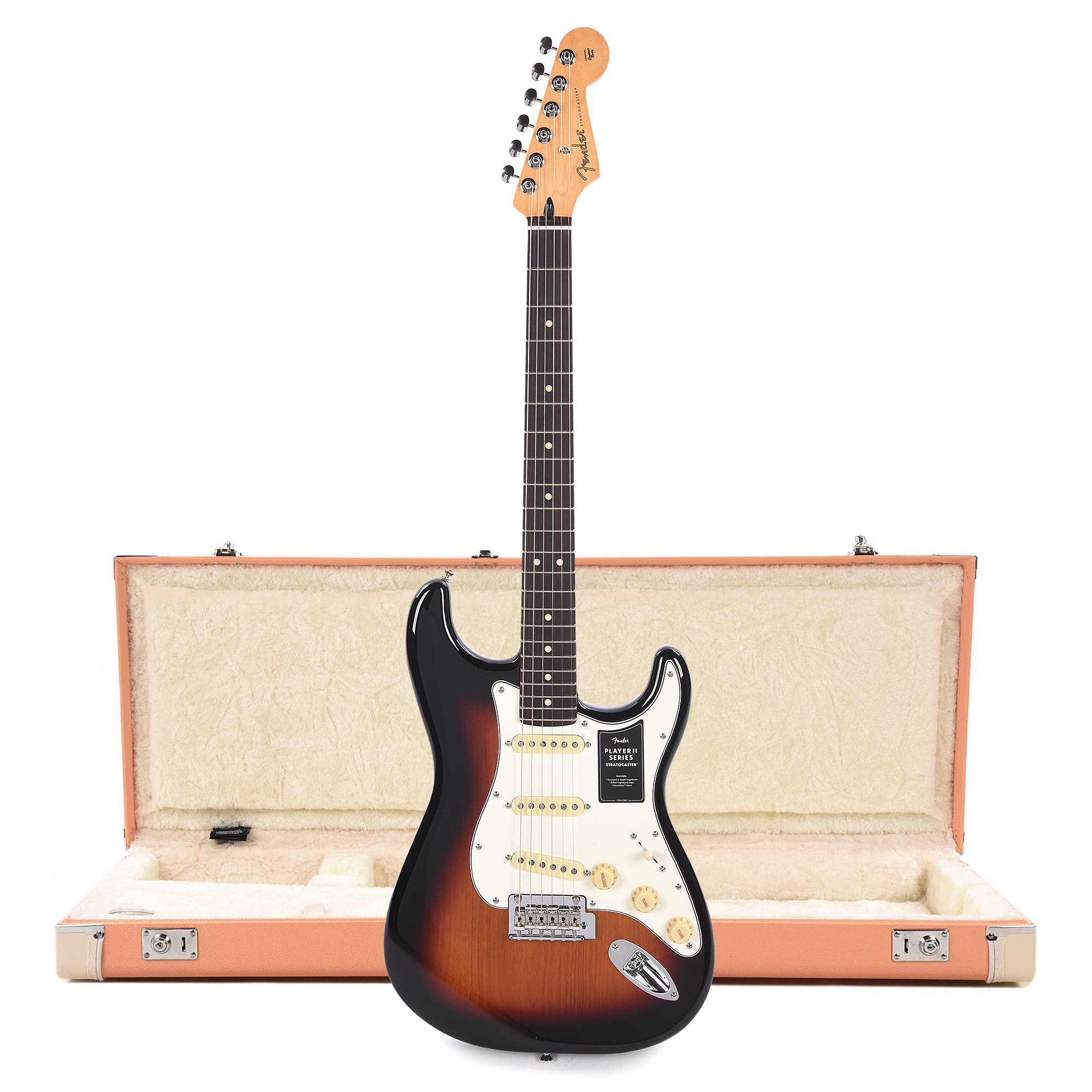 Fender Player II Stratocaster RW 3-Color Sunburst and Pacific Peach Hardshell Case Bundle