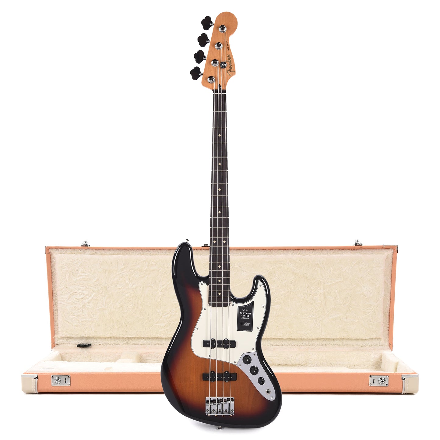 Fender Player II Jazz Bass RW 3-Color Sunburst and Pacific Peach Hardshell Case Bundle