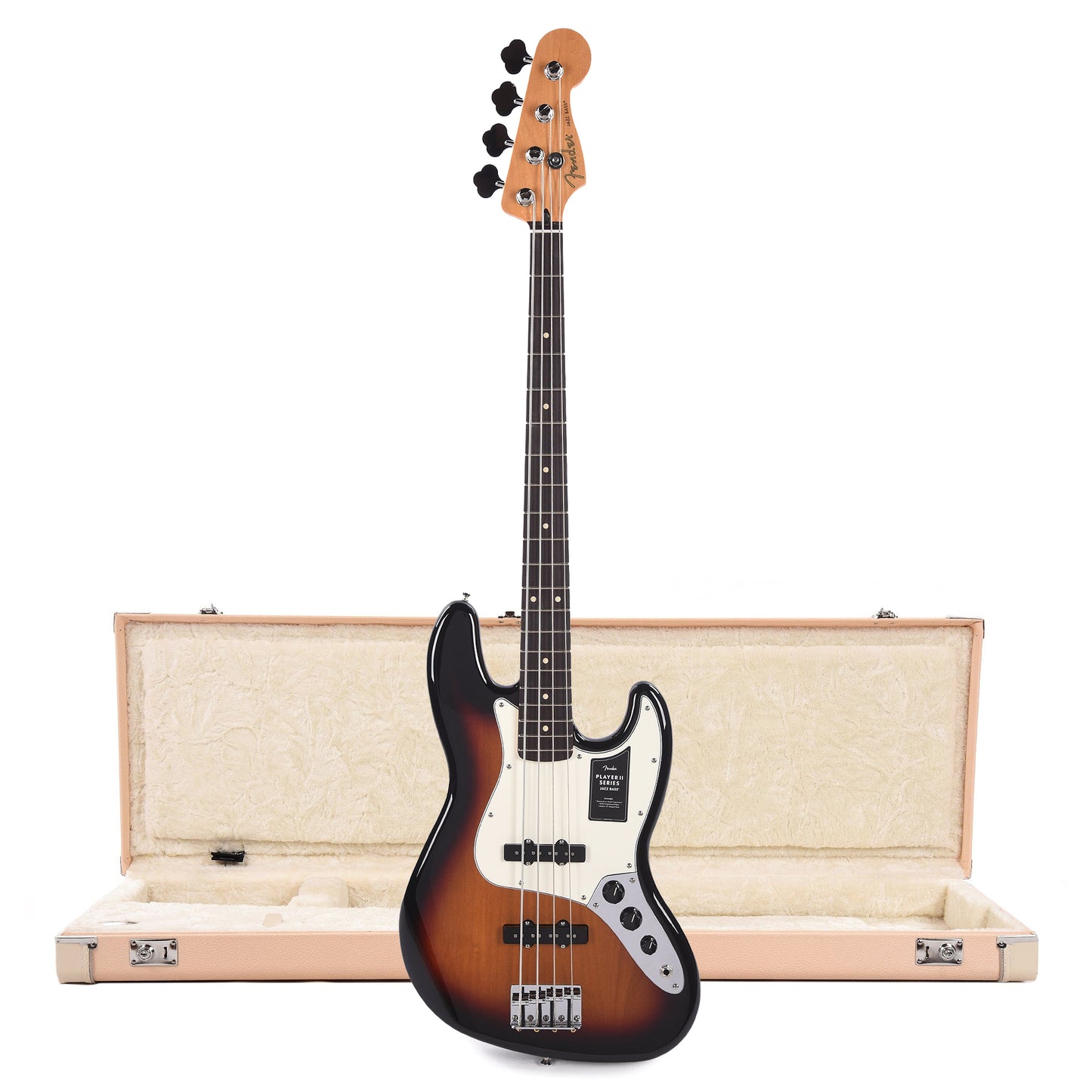 Fender Player II Jazz Bass RW 3-Color Sunburst and Shell Pink Hardshell Case Bundle